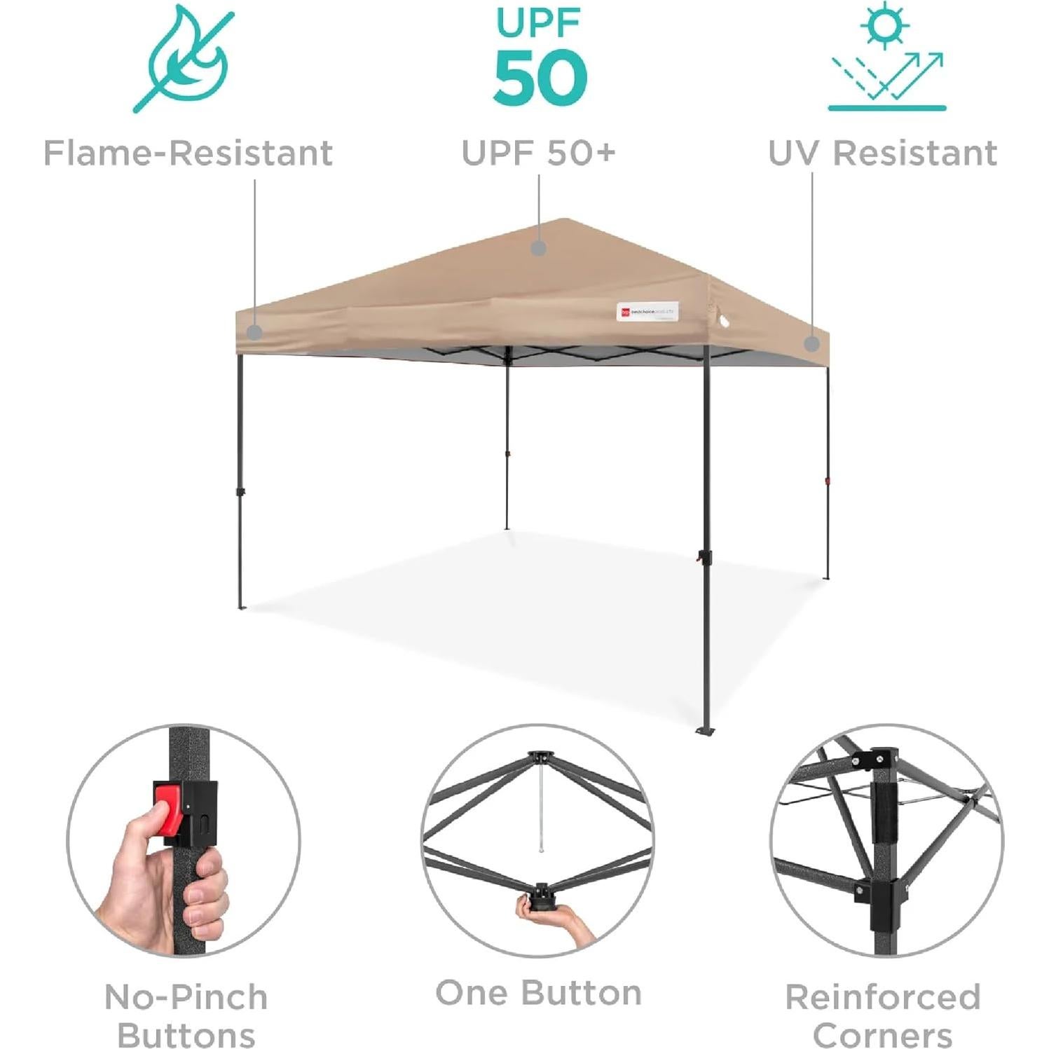 Carpa Plegable 3x3m Mejor Opción Beige 1 Persona Instantánea