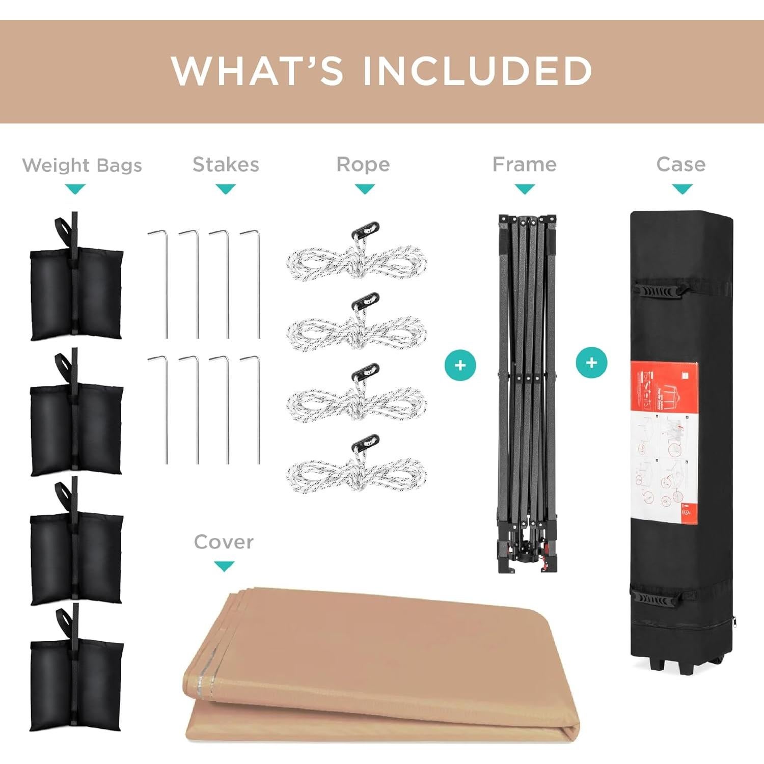 Carpa Plegable 3x3m Mejor Opción Beige 1 Persona Instantánea