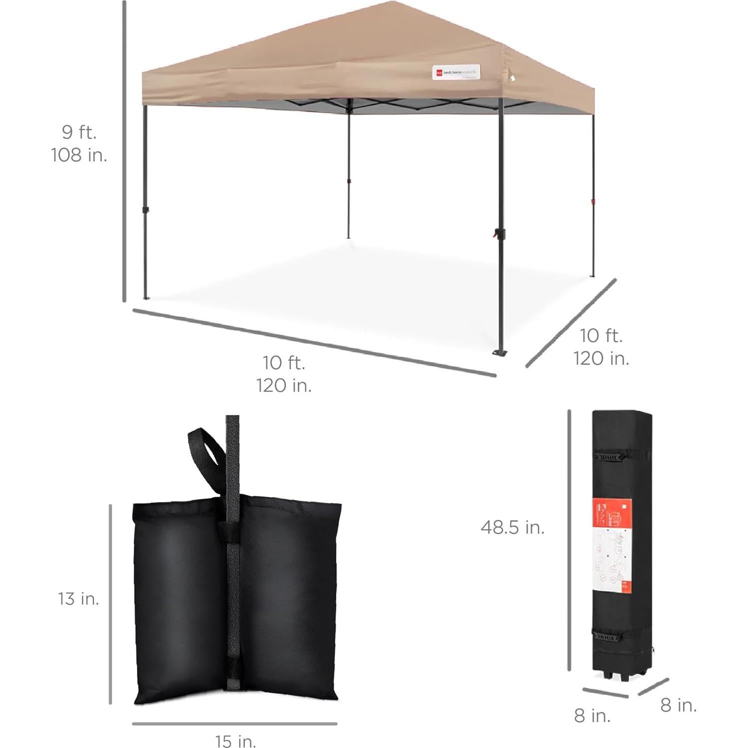 Carpa Plegable 3x3m Mejor Opción Beige 1 Persona Instantánea