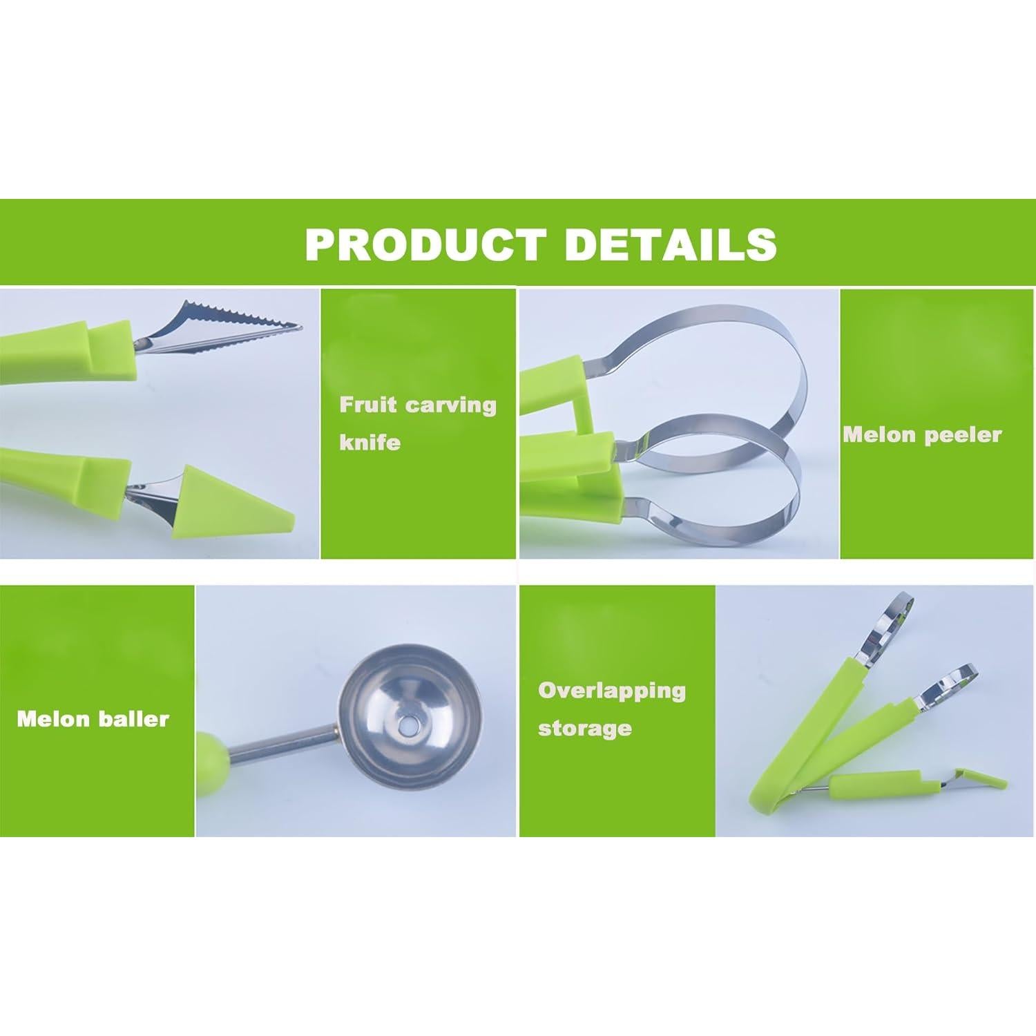 Juego de cucharas para melón CukAid 4 en 1 acero inoxidable