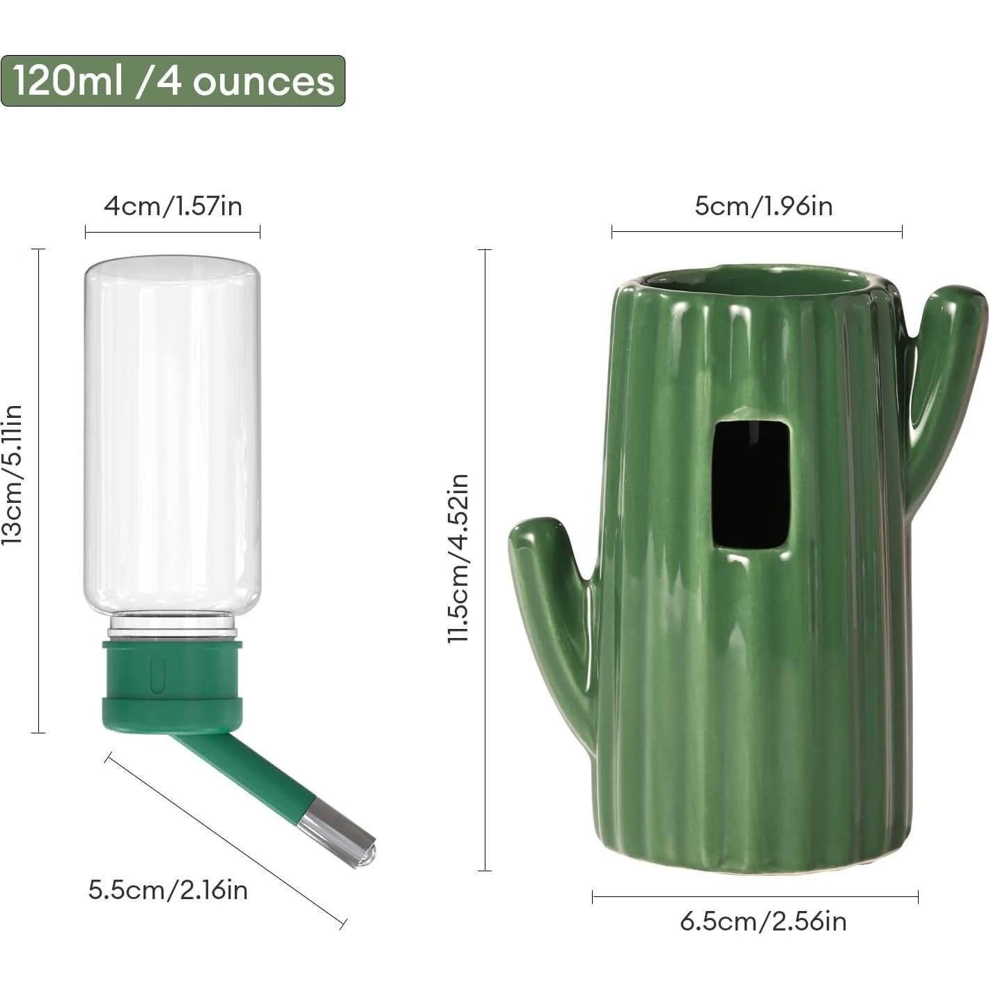 Botella de Agua Cerámica para Hámster BUCATSTATE 120ml Verde