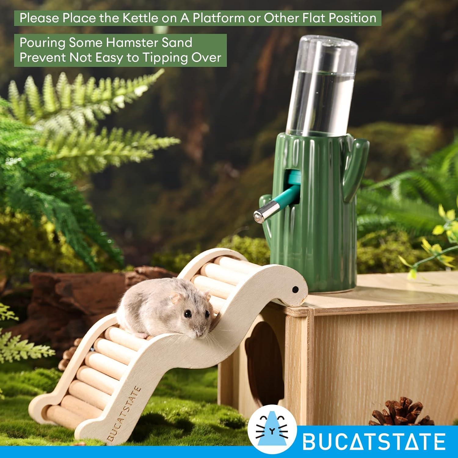 Botella de Agua Cerámica para Hámster BUCATSTATE 120ml Verde