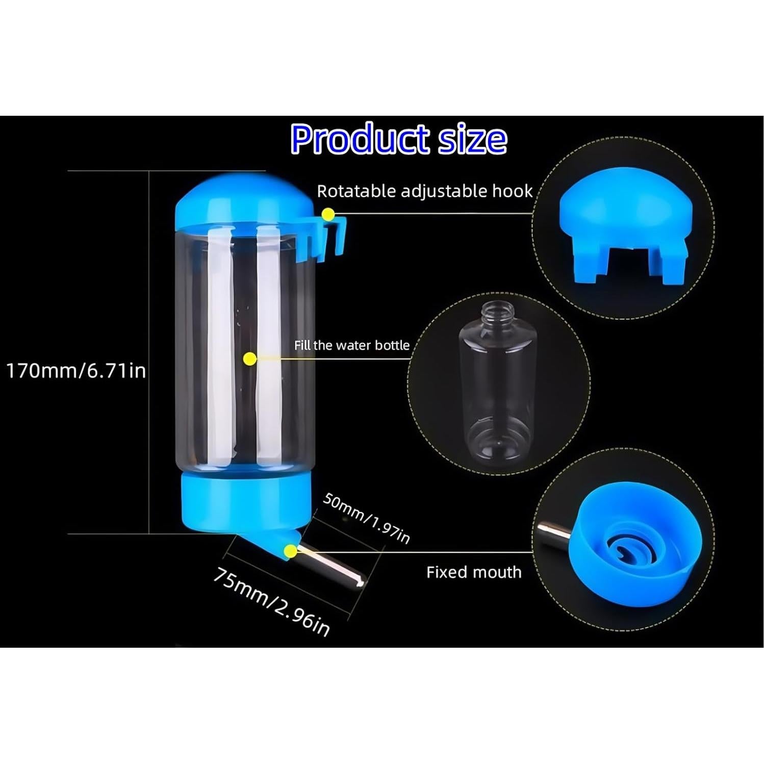 Botella de Agua Sin Goteo 2 Pcs HNOYGNU 480ml para Mascotas