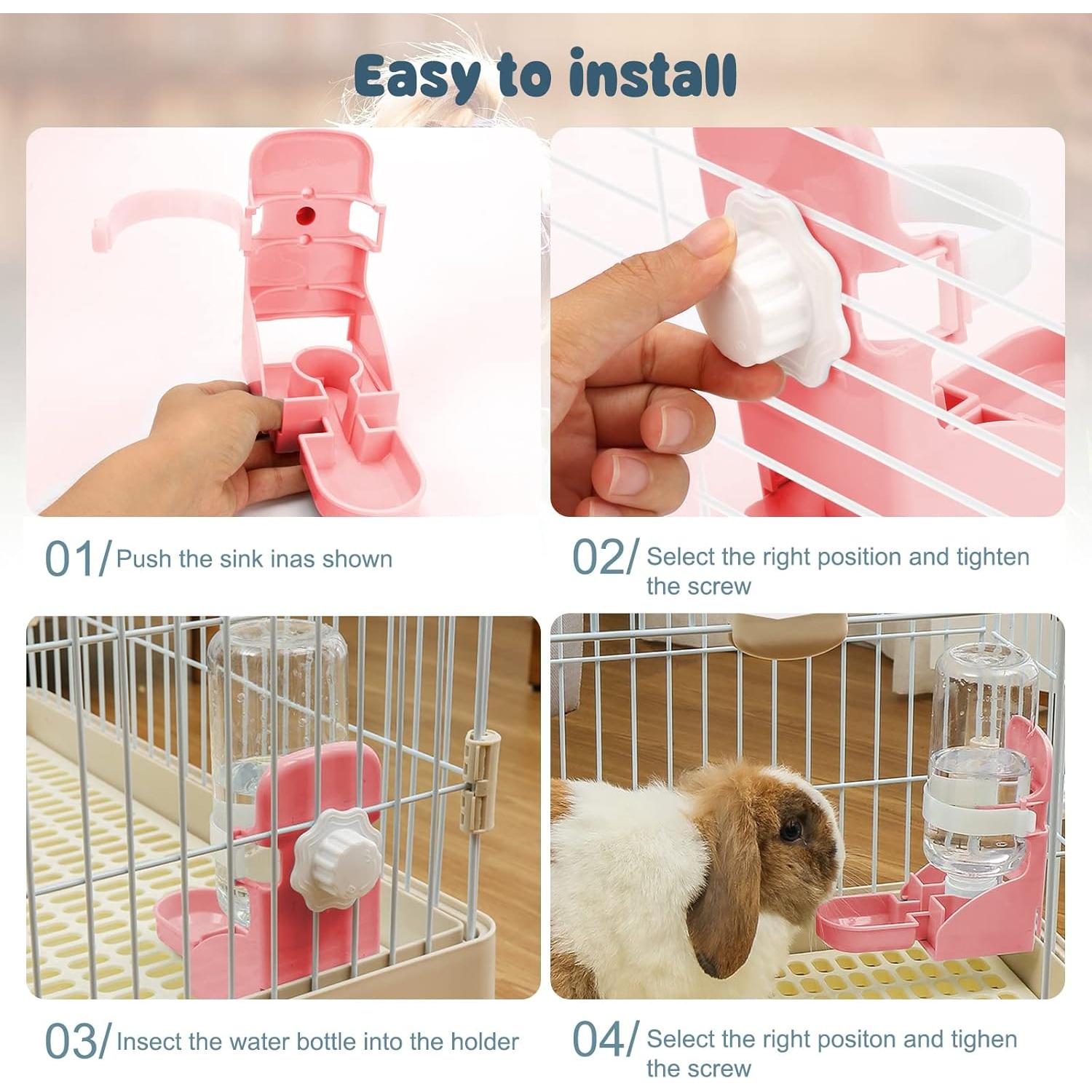 Botella de Agua Rypet 500ml Rosa para Conejos y Pequeñas Mascotas