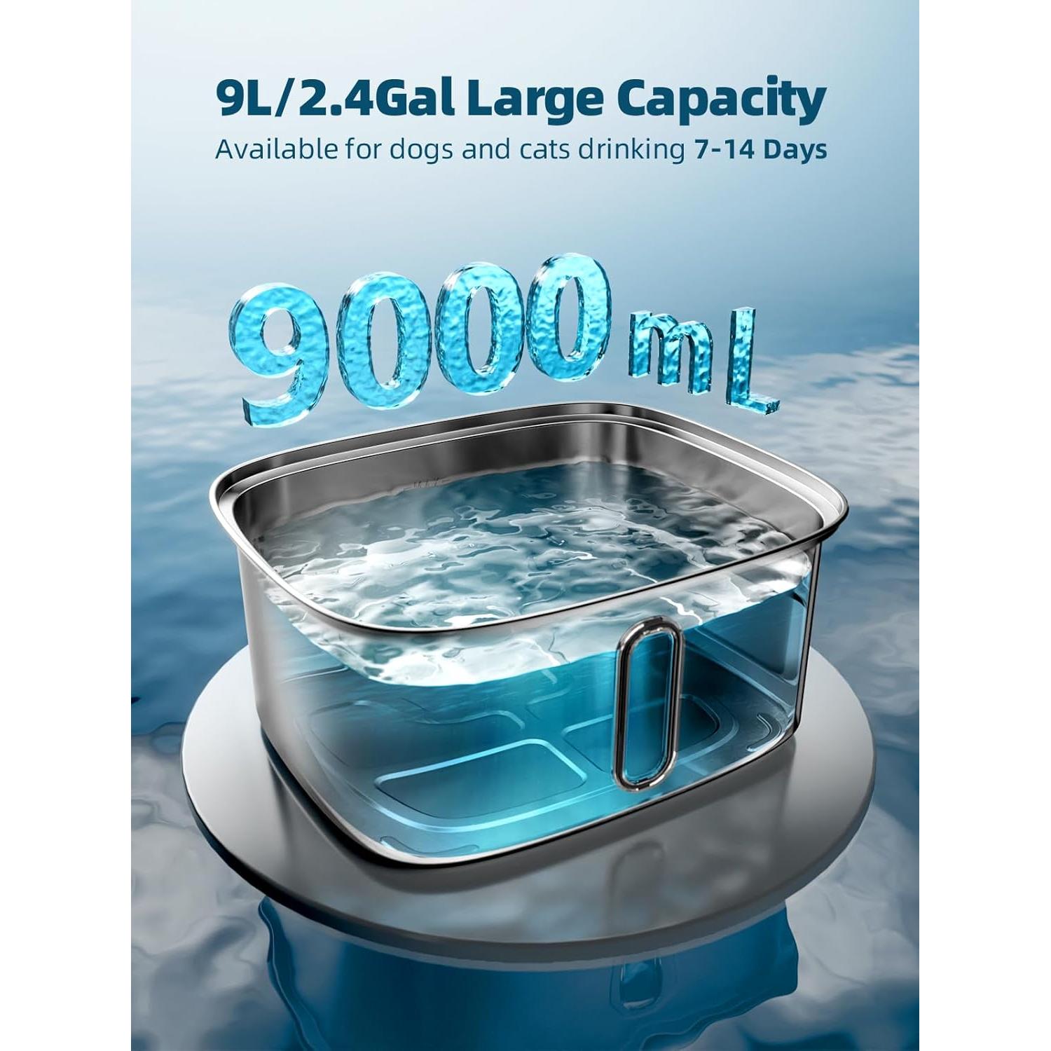 Fuente de Agua para Perros y Gatos MAILOFY 9L Acero Inoxidable