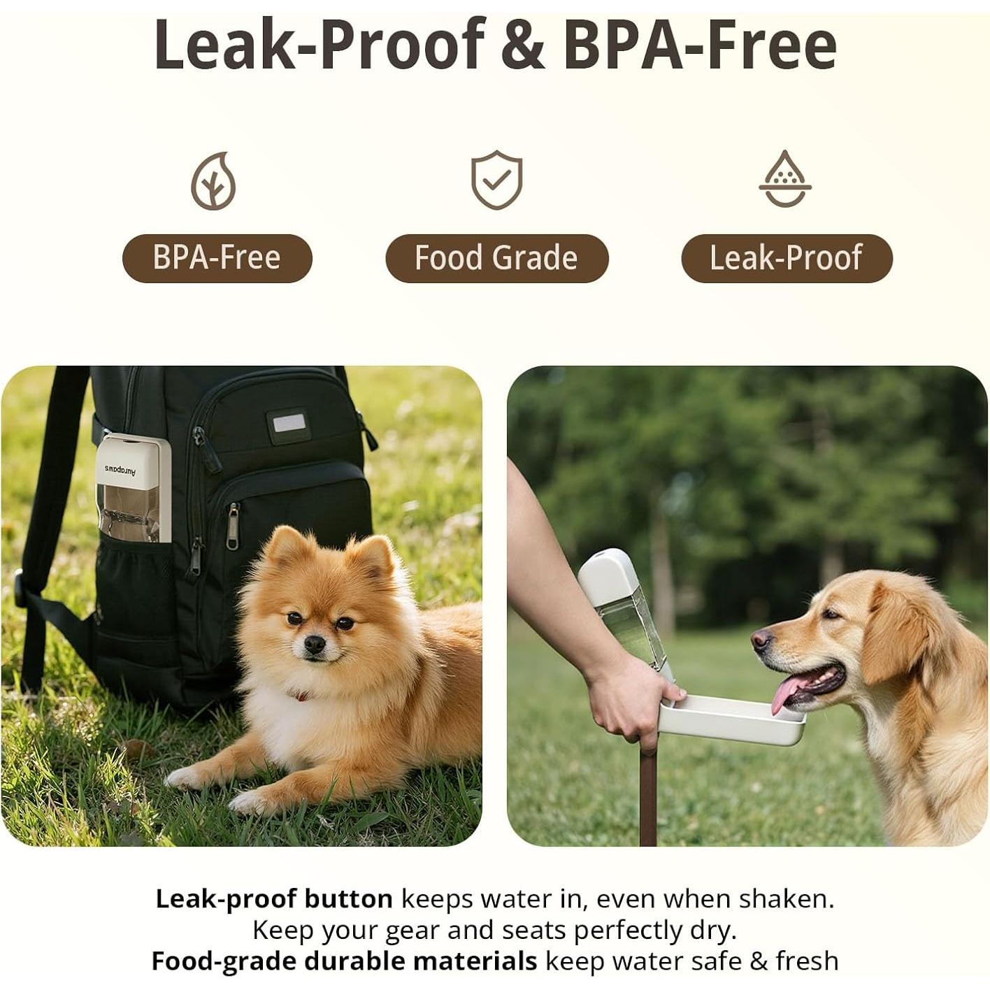 Botella de Agua para Perros Aurapaws 382ml Plegable a Prueba de Fugas