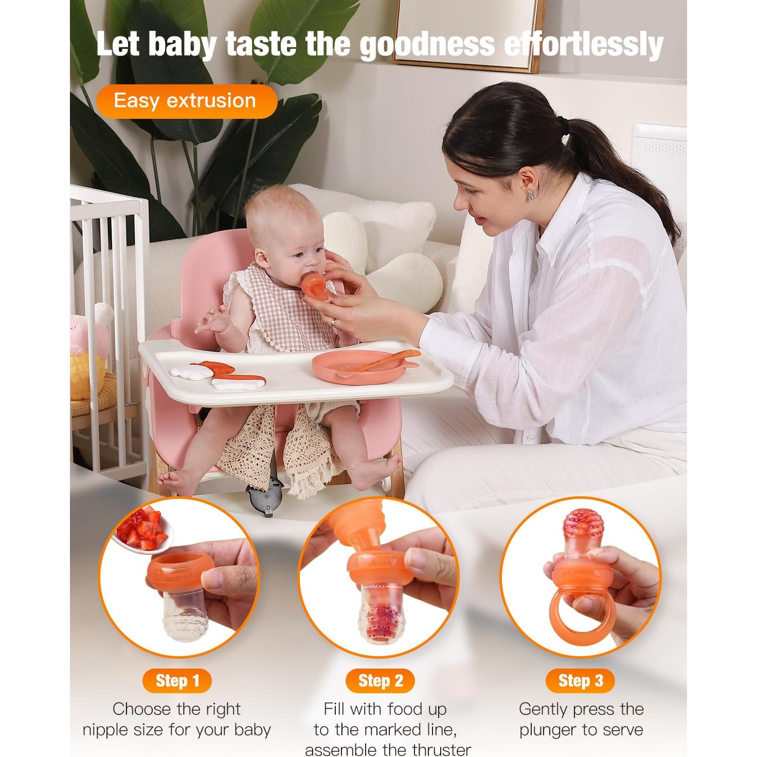 Combo Alimentador de Frutas y Moldes Popsicle OMINILOVE Naranja