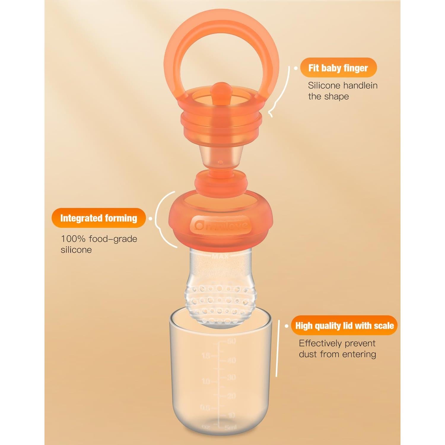 Combo Alimentador de Frutas y Moldes Popsicle OMINILOVE Naranja