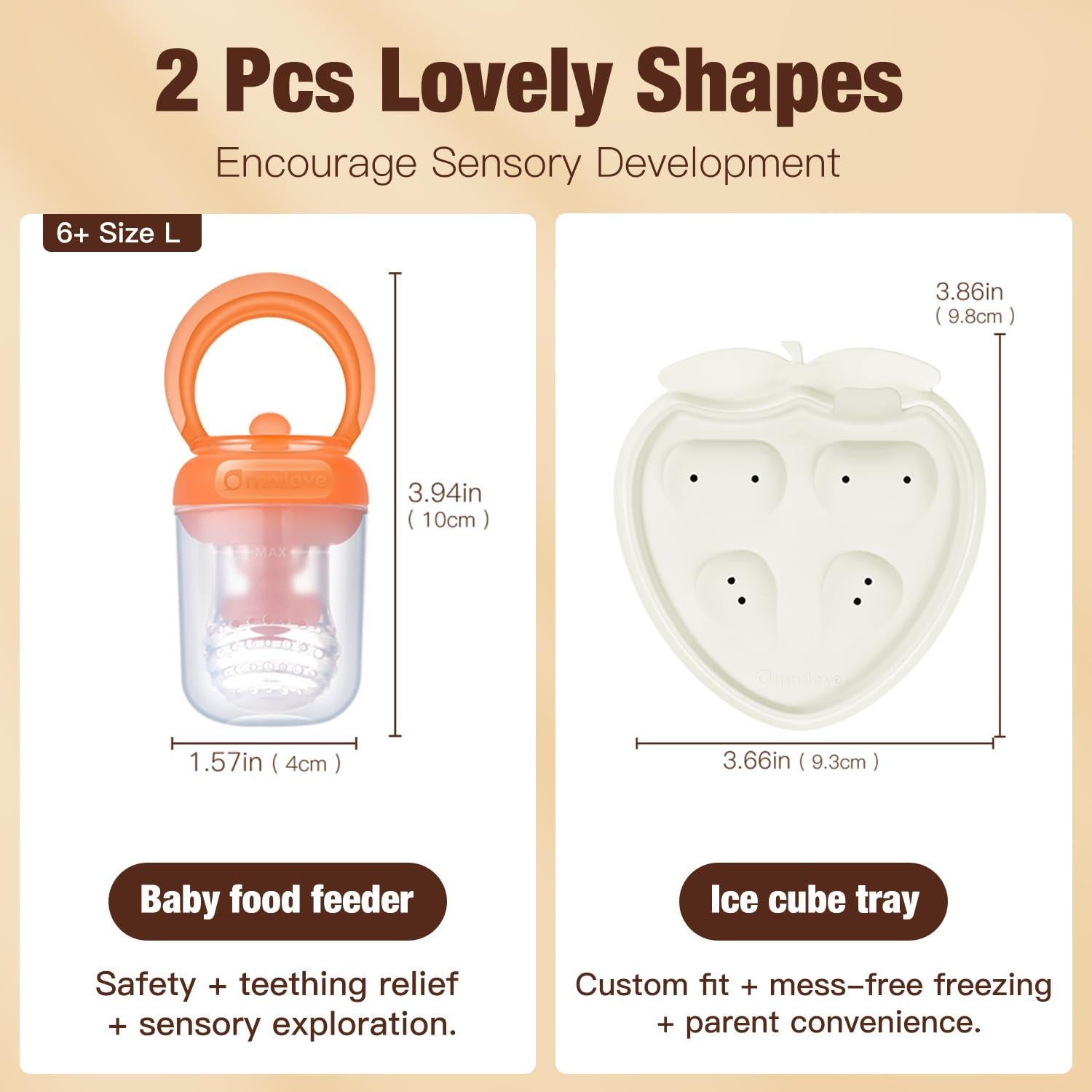 Combo Alimentador de Frutas y Moldes Popsicle OMINILOVE Naranja