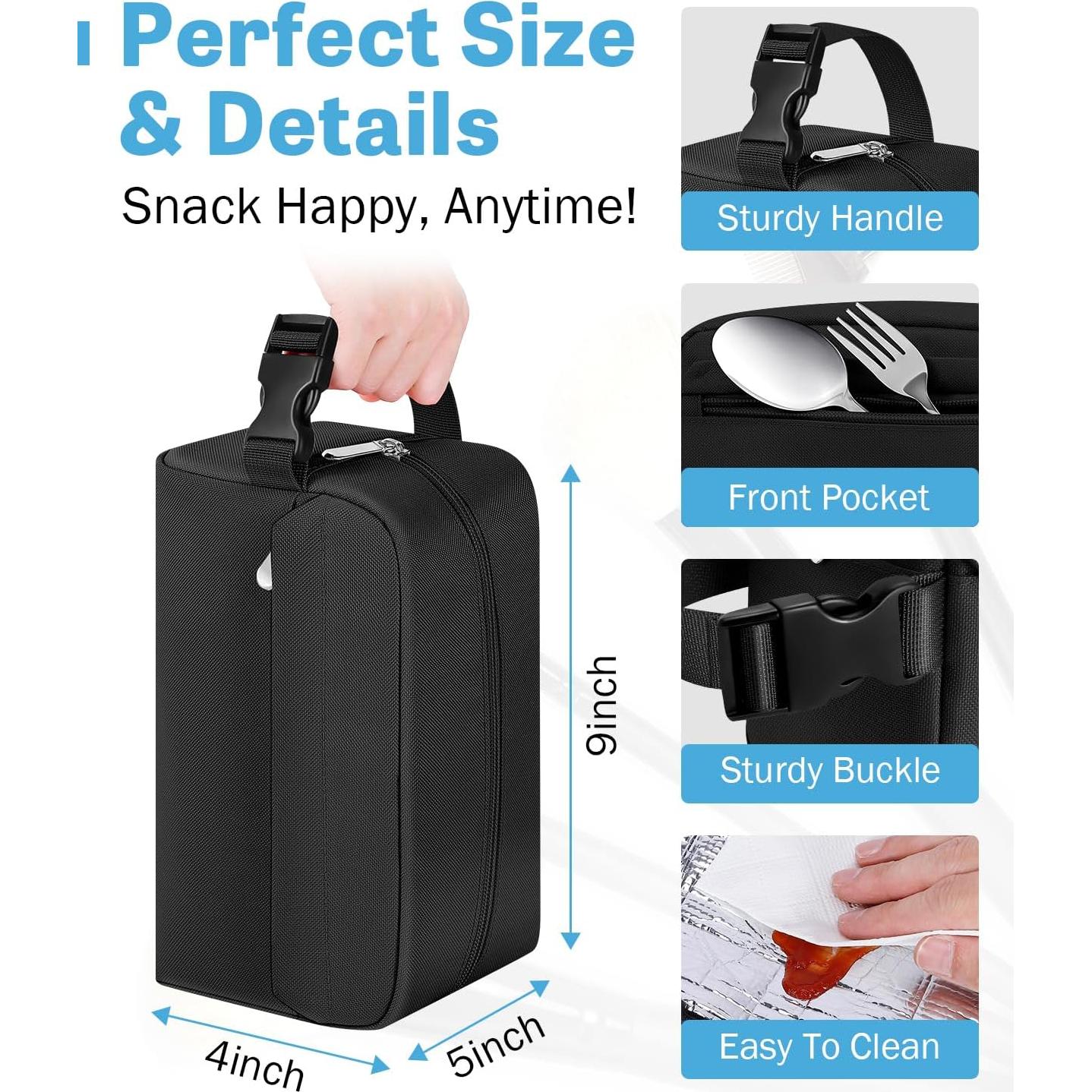 Bolsa de Almuerzo Aislada Neverwhy Pequeña 3L Negra