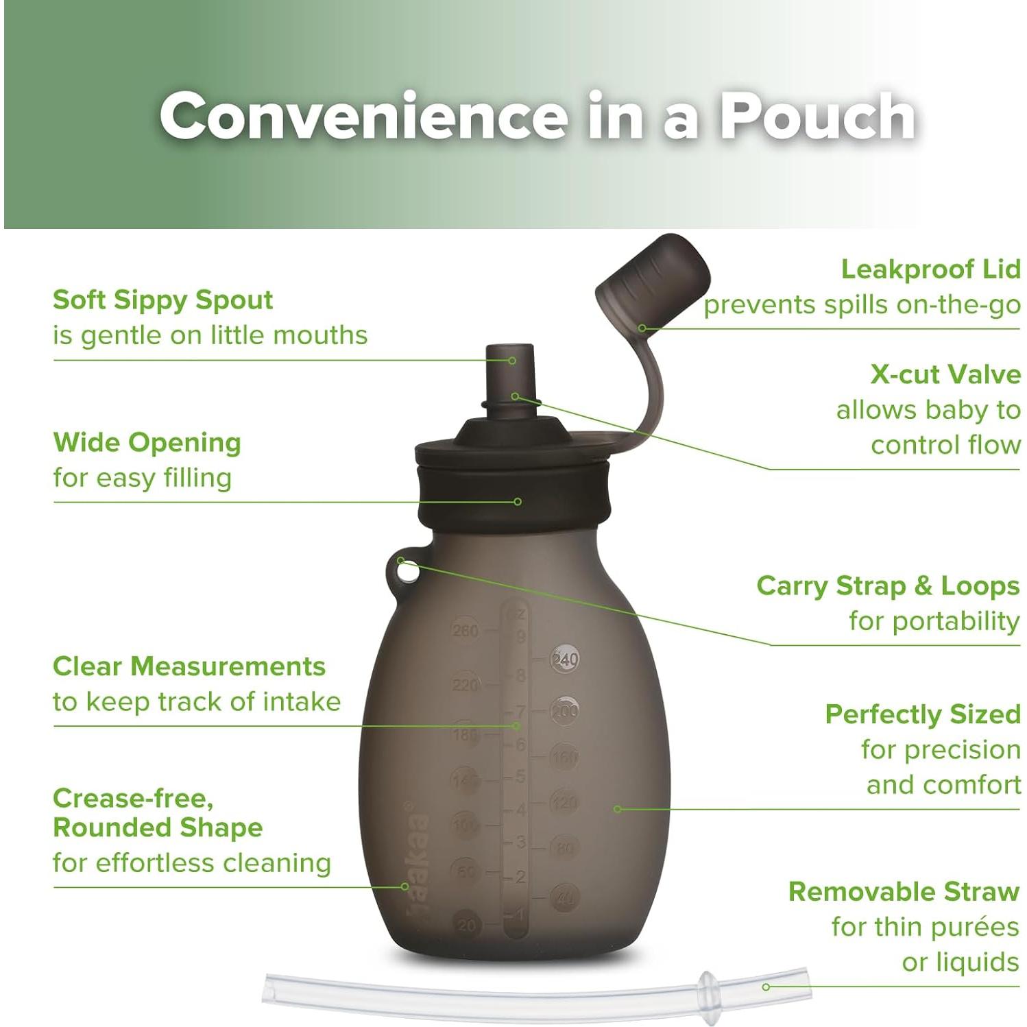 Bolsas de Silicona Reutilizables Haakaa 9oz 2-Pack Gris