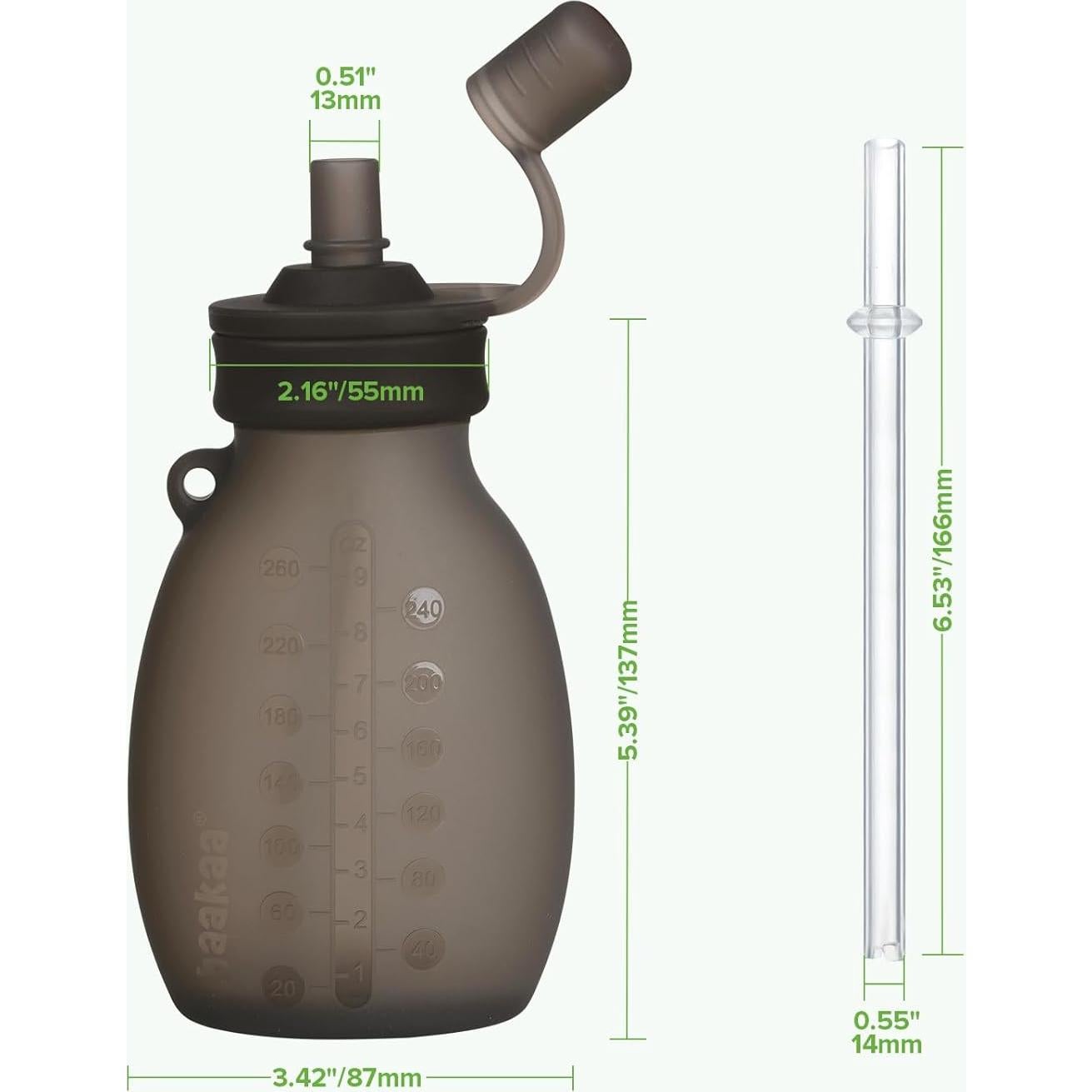 Bolsas de Silicona Reutilizables Haakaa 9oz 2-Pack Gris