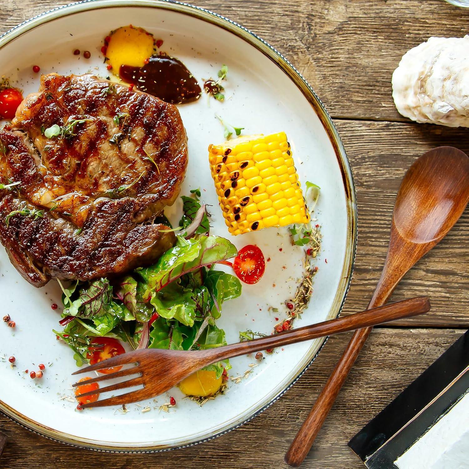 Juego de Cubiertos de Madera Xthrotsenk 6 Pcs - 3 Cucharas y 3 Tenedores