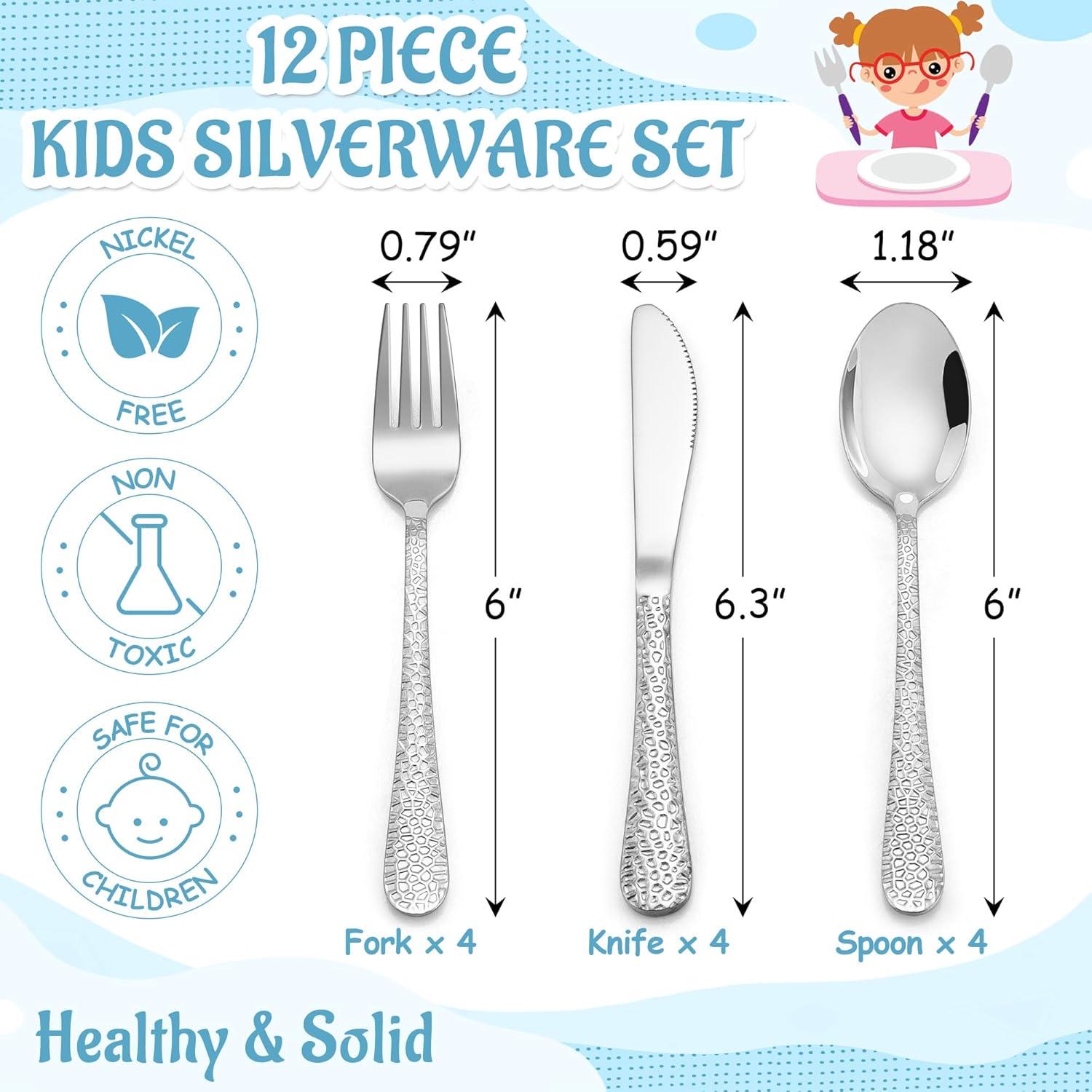 Utensilios de Acero Inoxidable E-far para Niños 12 Piezas