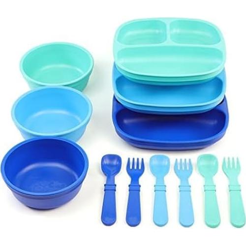 Set de Platos Divididos y Utensilios Re-Play para Niños - 12 Piezas