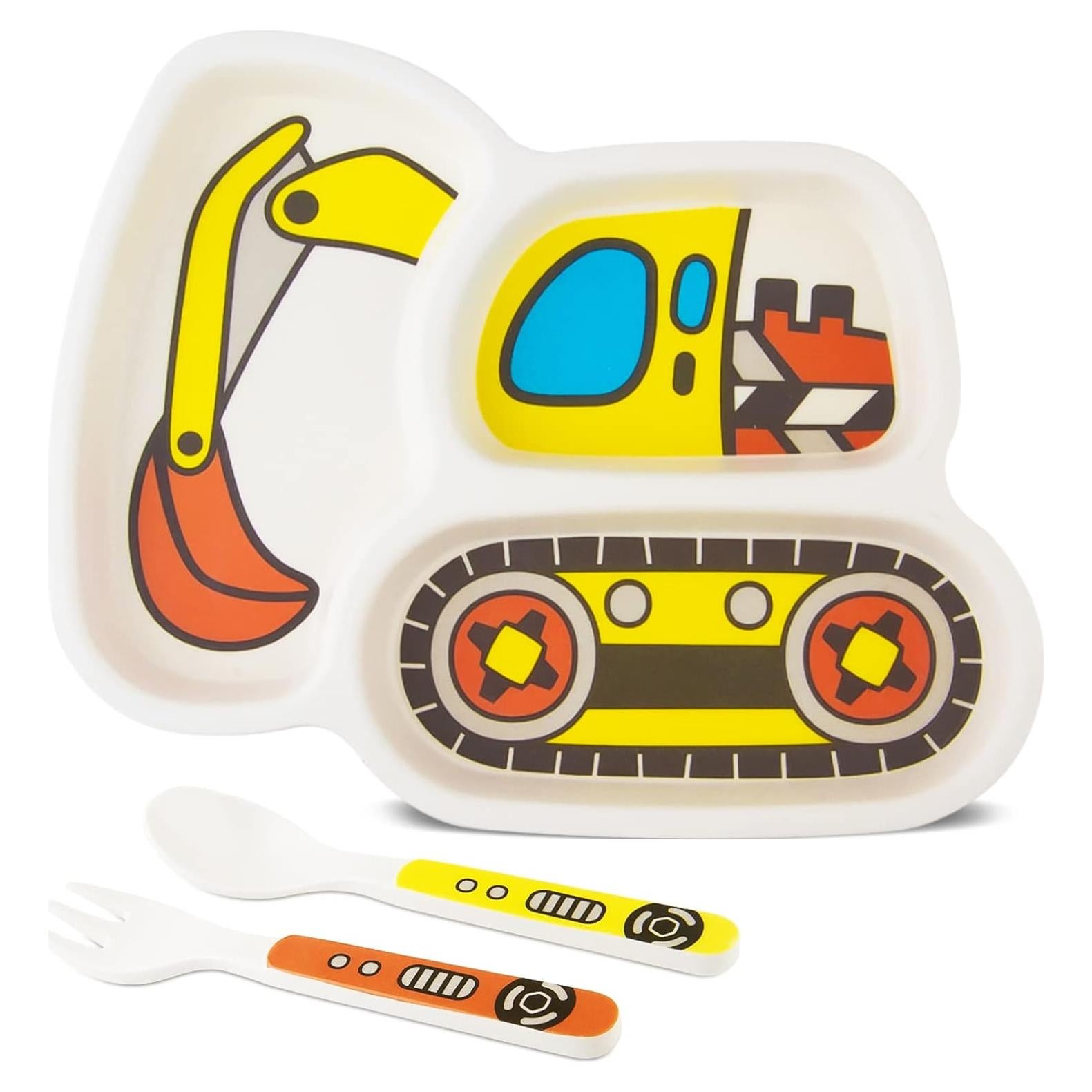 Juego de Platos para Niños Nohlerlife Excavadoras 3 Piezas