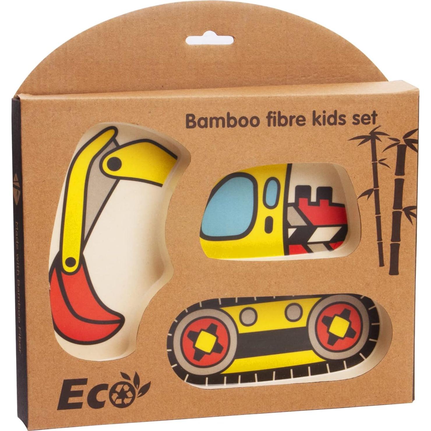 Juego de Platos para Niños Nohlerlife Excavadoras 3 Piezas