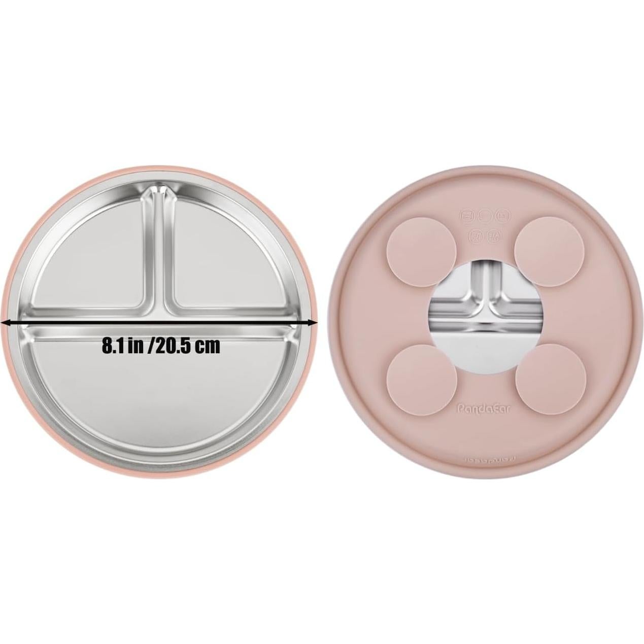 Juego de Alimentación para Bebés PandaEar - Acero Inoxidable, 2 Platos, 2 Vasos, Utensilios