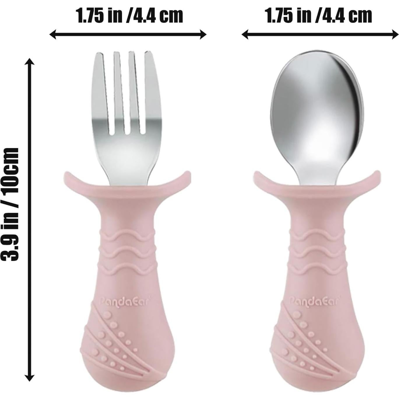 Juego de Alimentación para Bebés PandaEar - Acero Inoxidable, 2 Platos, 2 Vasos, Utensilios