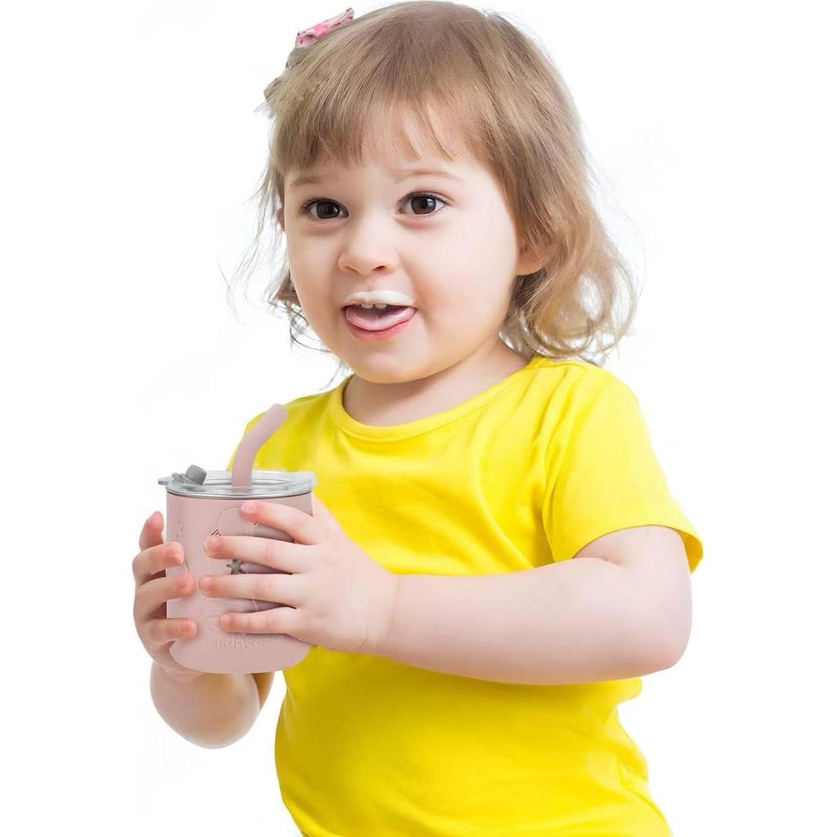 Juego de Alimentación para Bebés PandaEar - Acero Inoxidable, 2 Platos, 2 Vasos, Utensilios