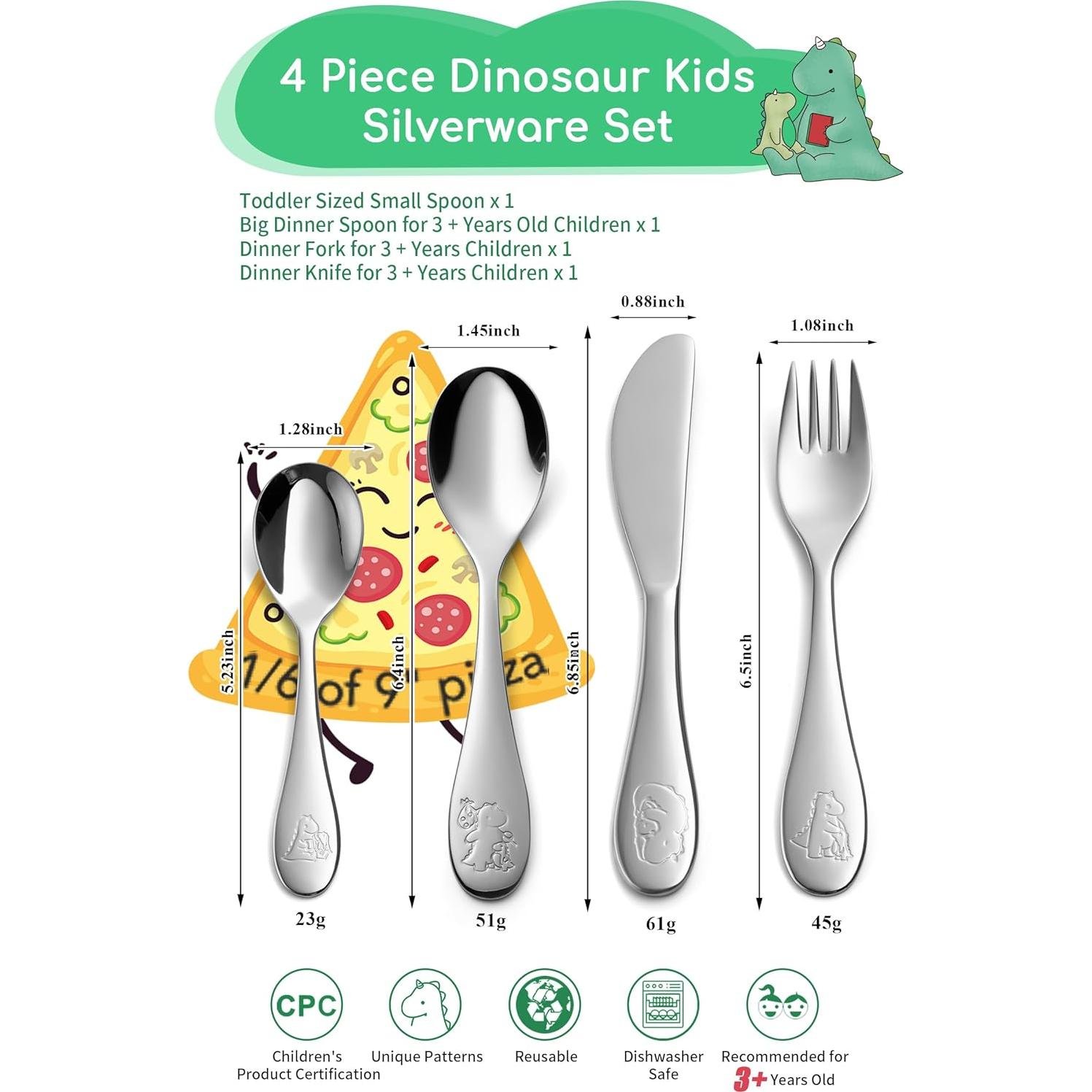 Juego de Cubiertos para Niños EIUBUIE Acero Inoxidable 4 Piezas