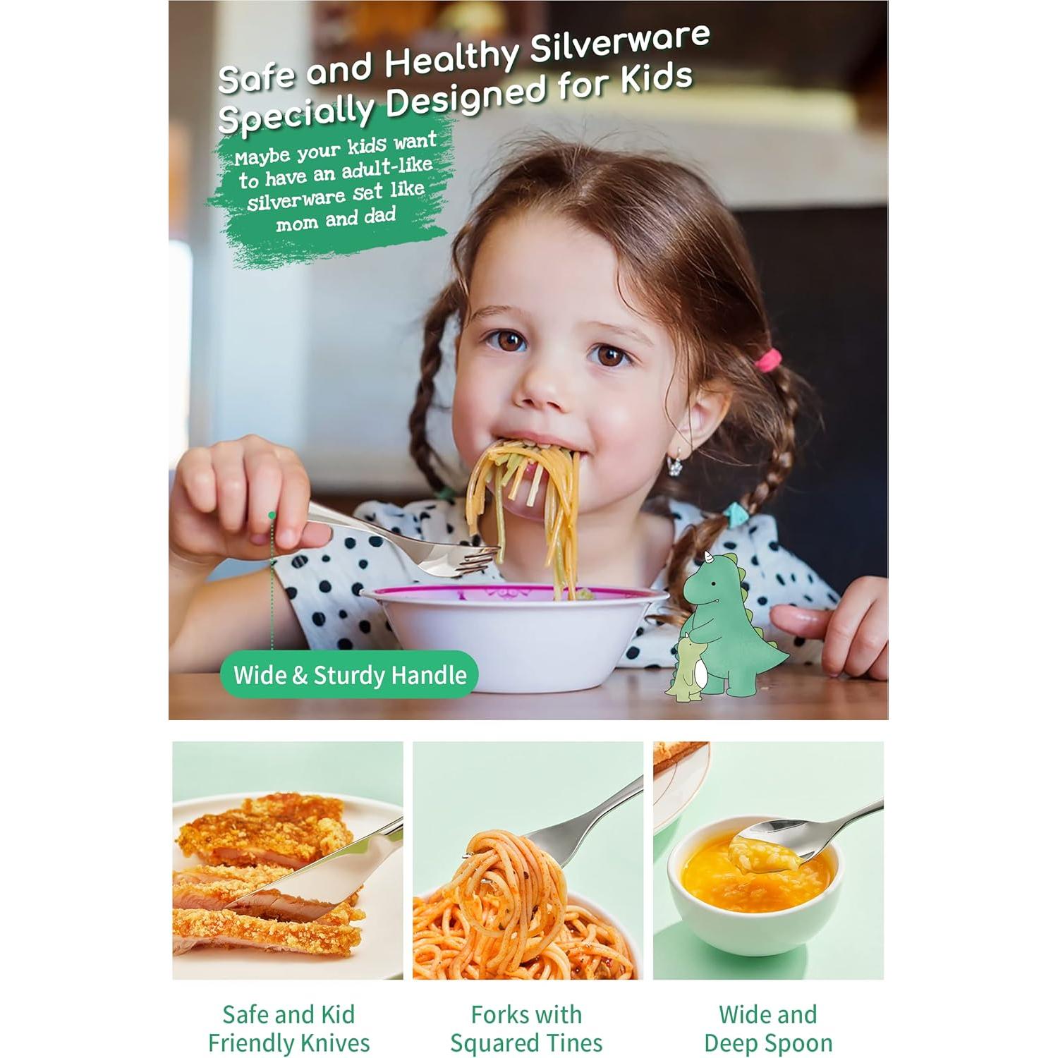 Juego de Cubiertos para Niños EIUBUIE Acero Inoxidable 4 Piezas