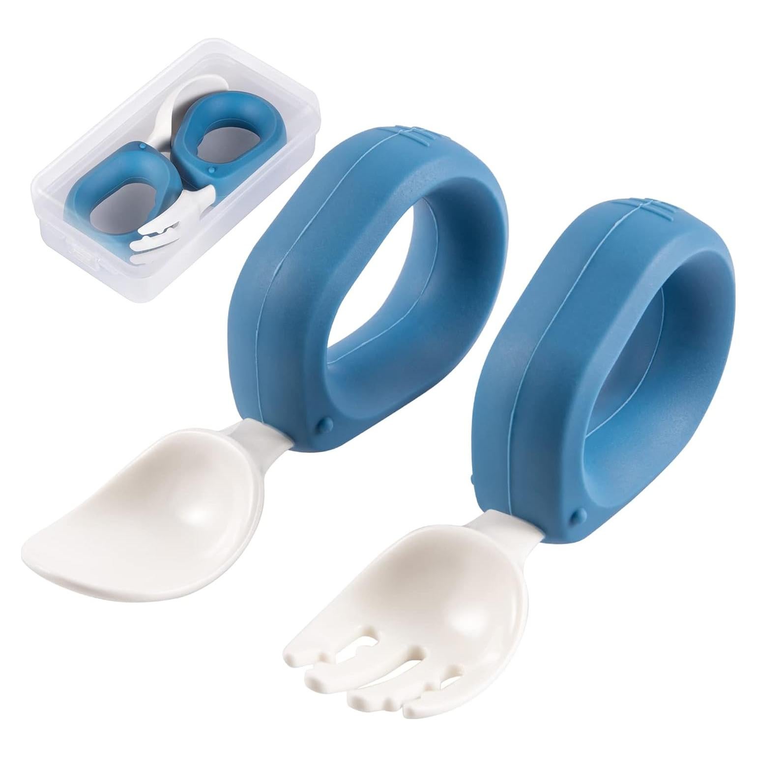 Juego de Cuchara y Tenedor HIWOOD para Bebés - Sin BPA, Azul