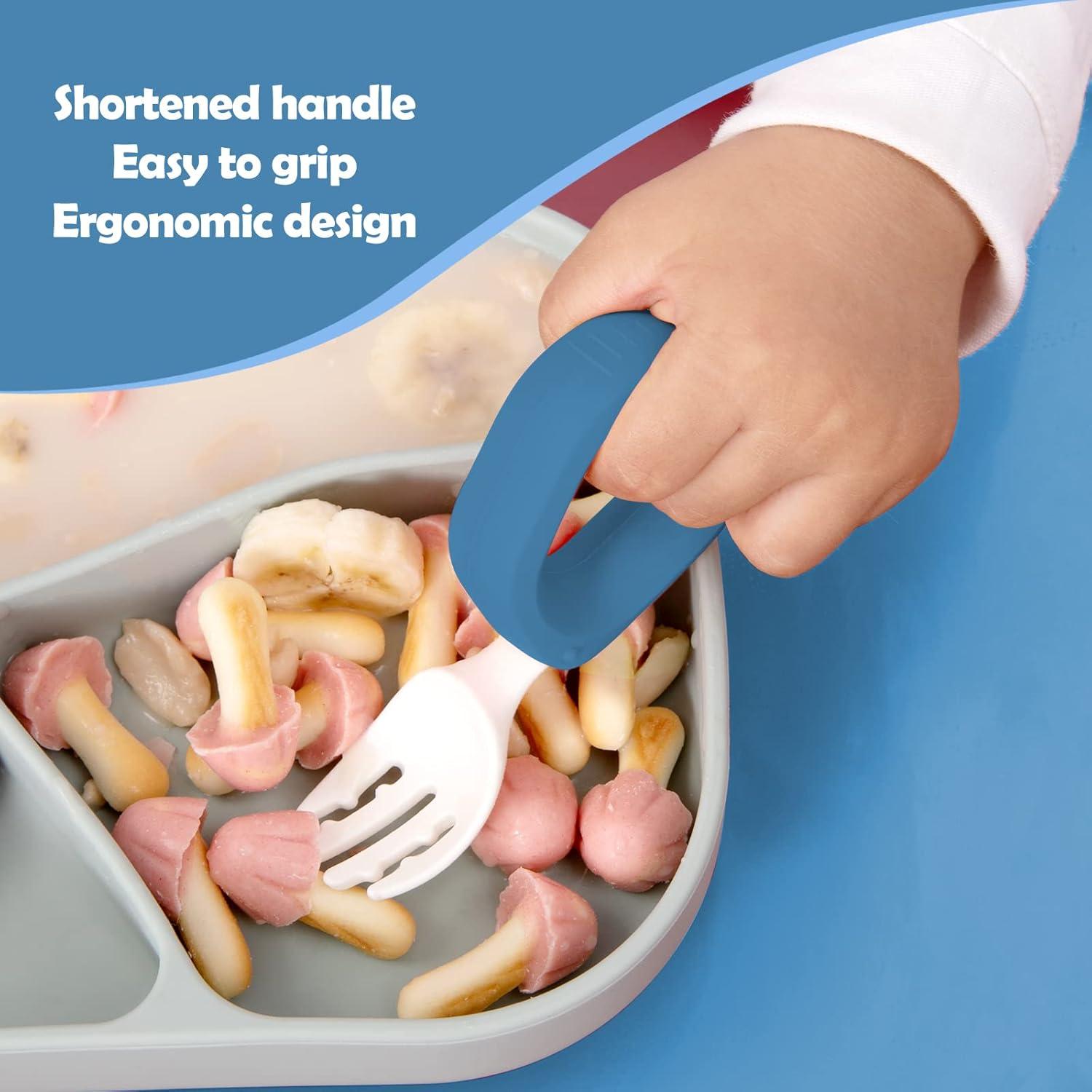 Juego de Cuchara y Tenedor HIWOOD para Bebés - Sin BPA, Azul