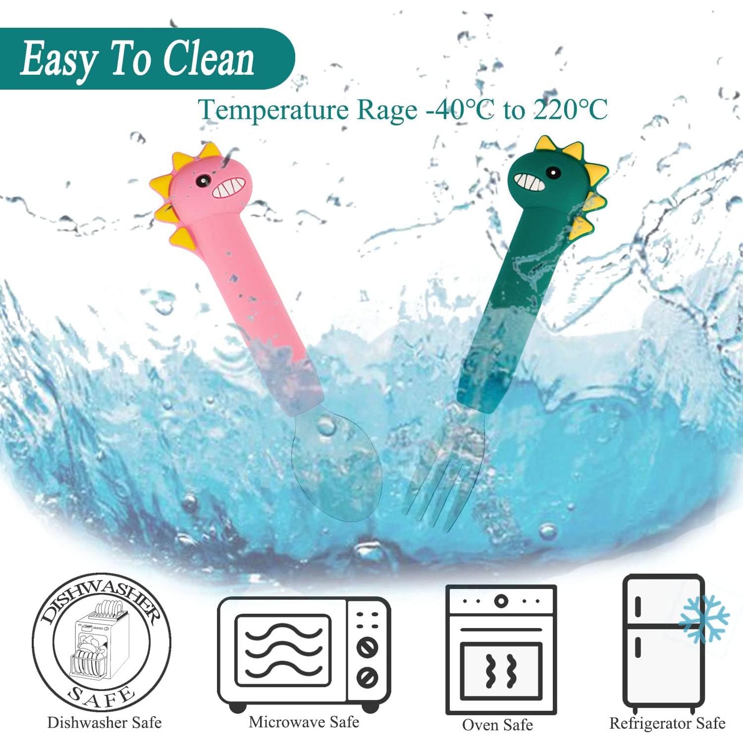 Juego de Cucharas y Tenedores para Bebés NICINGU - Silicona y Acero Inoxidable