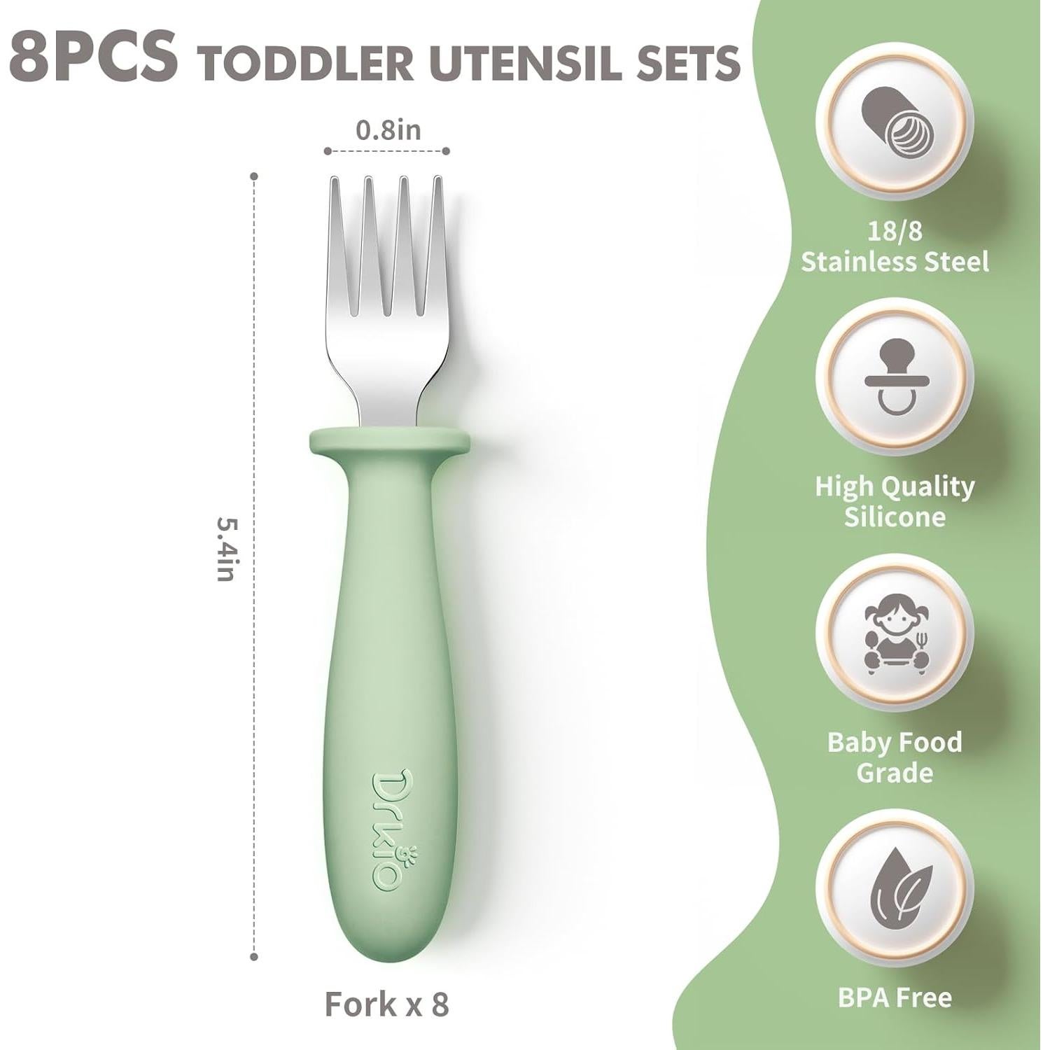 Set de 8 Tenedores para Niños DRKIO con Mango de Silicona