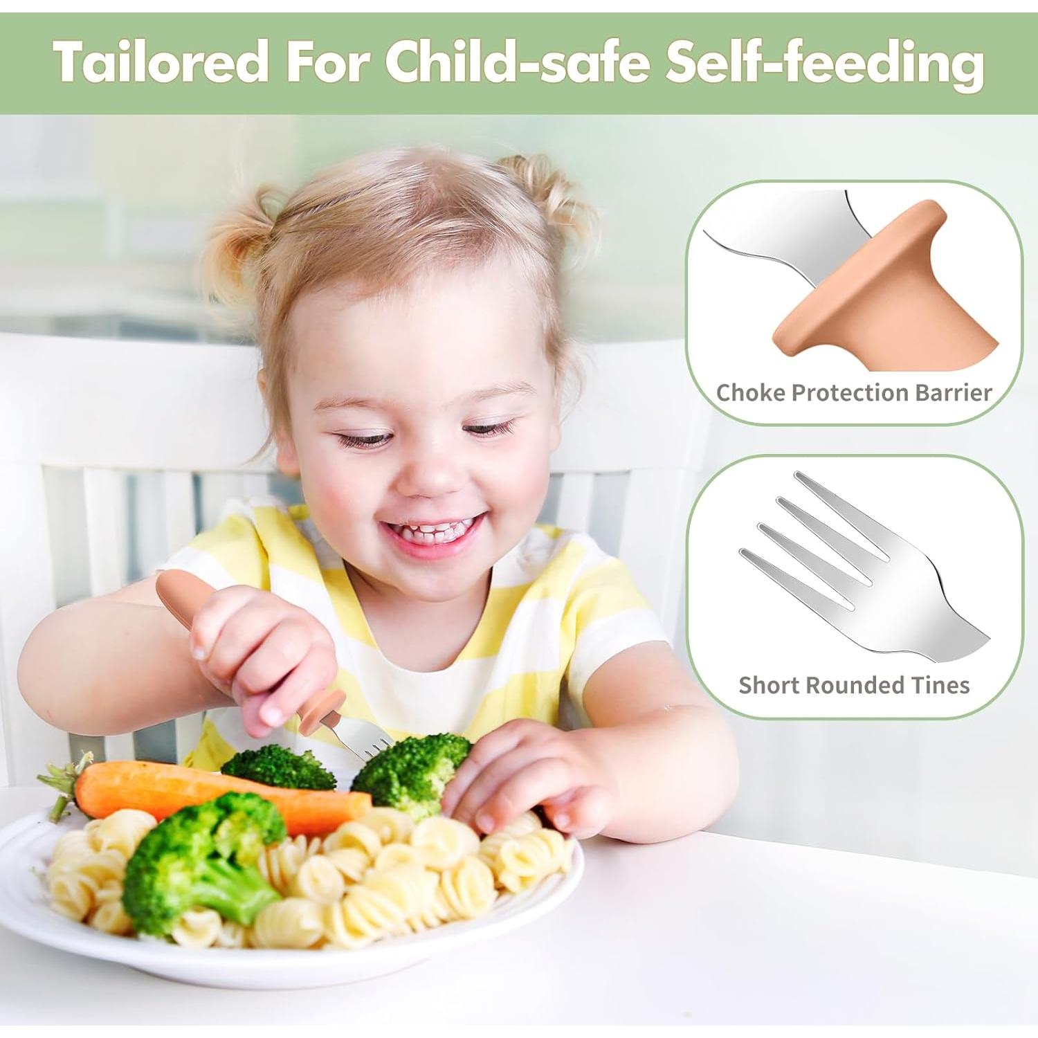 Set de 8 Tenedores para Niños DRKIO con Mango de Silicona