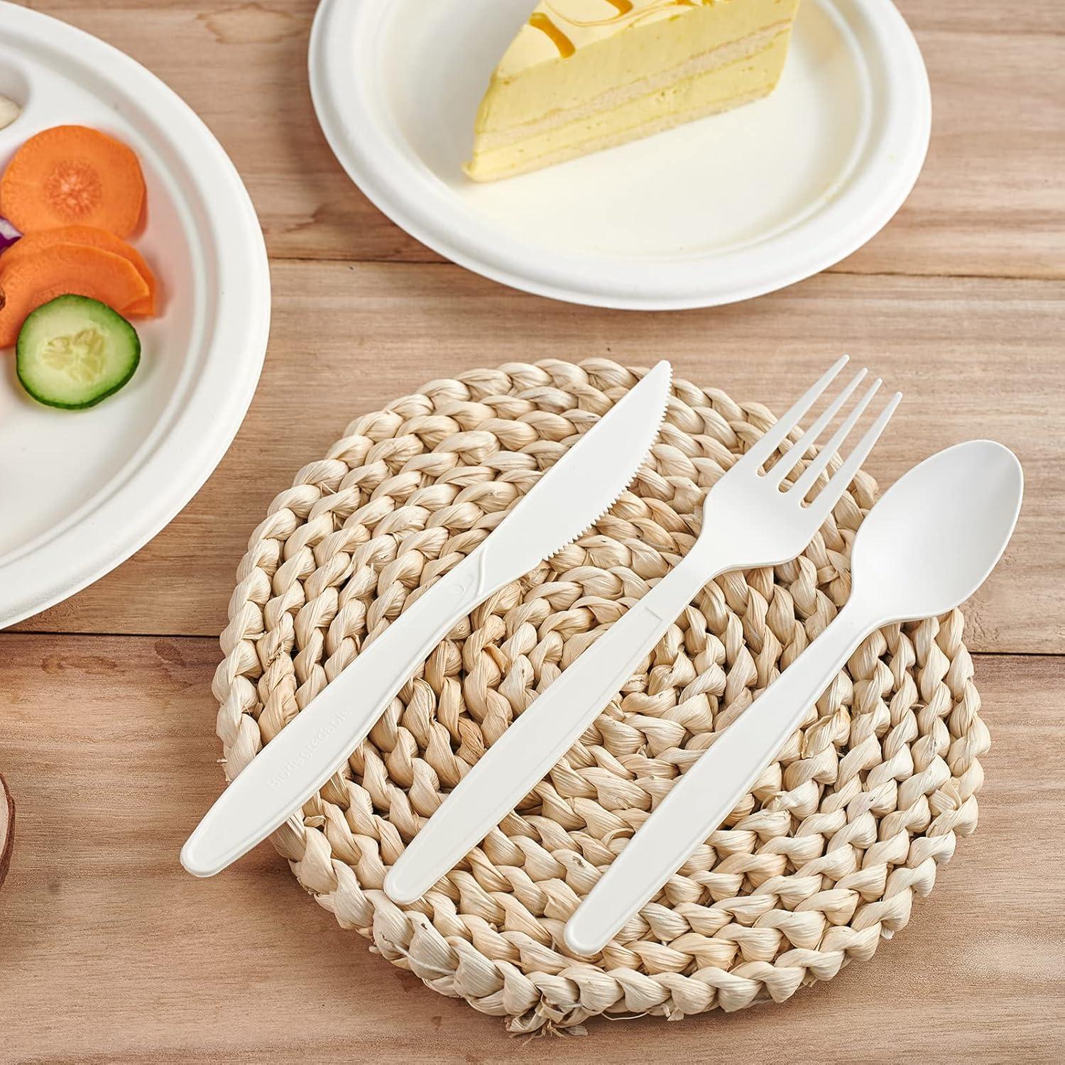 Juego de Cubiertos Compostables ECOLipak 350 Pcs Biodegradables