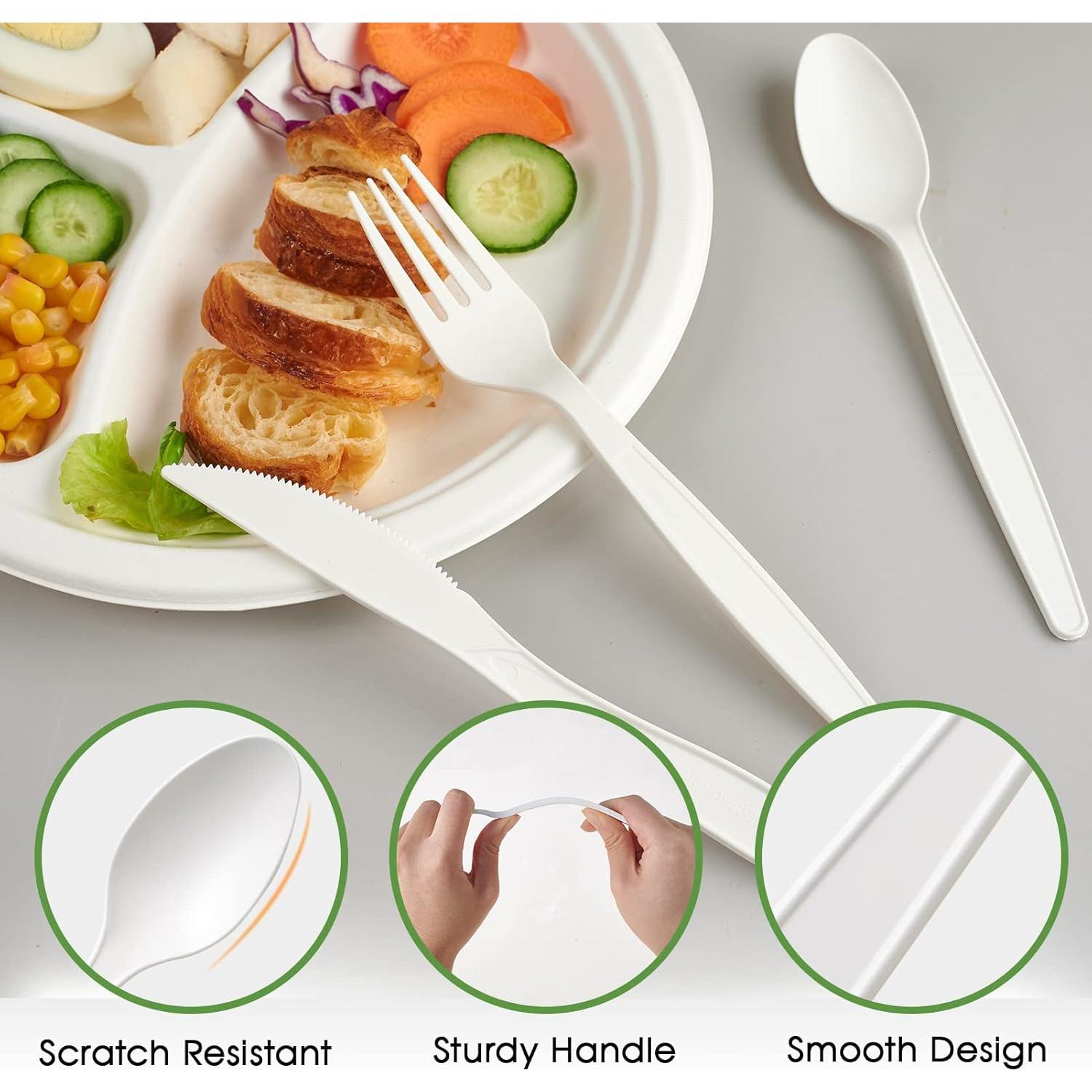 Juego de Cubiertos Compostables ECOLipak 350 Pcs Biodegradables