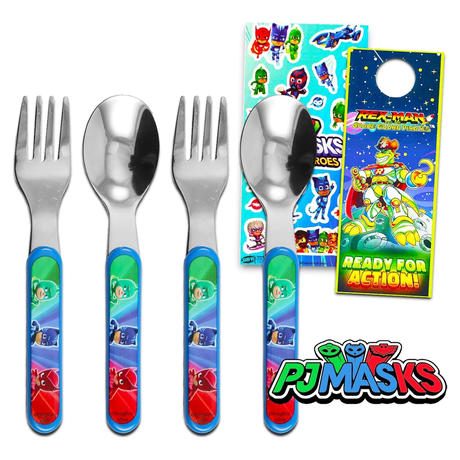 Juego de Cubiertos PJ Masks - 2 Utensilios de Viaje para Niños