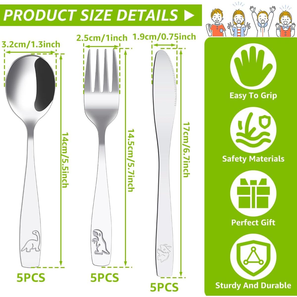 Juego de Cubiertos de 15 Piezas TKSDWBLTY Dinosaurio Divertido