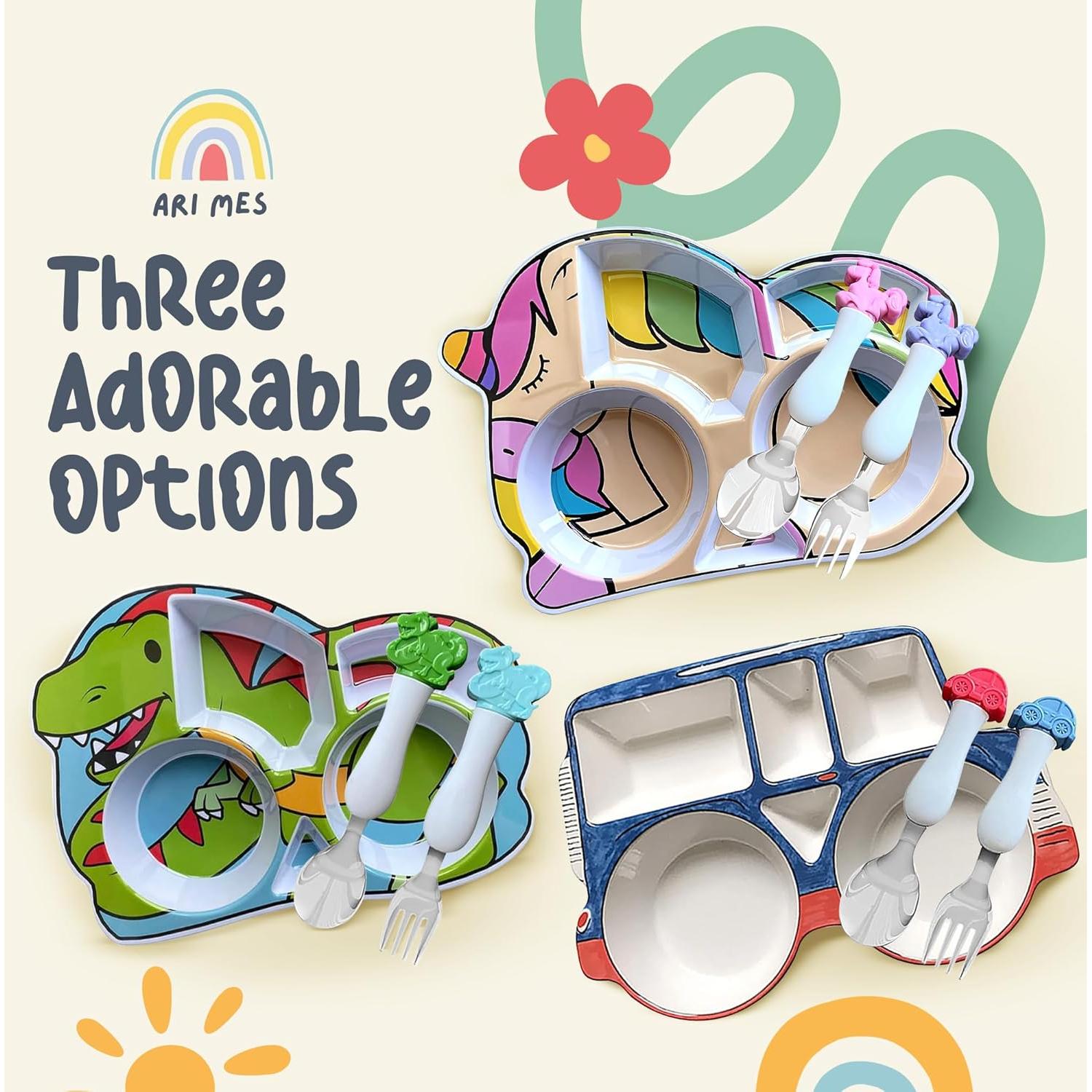 Set de Vajilla Infantil Unicornio ARI MES - Plato y Utensilios