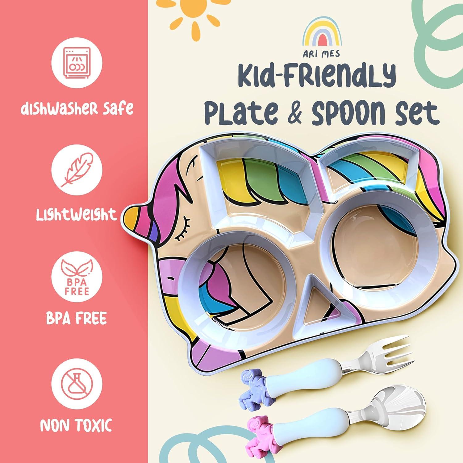 Set de Vajilla Infantil Unicornio ARI MES - Plato y Utensilios