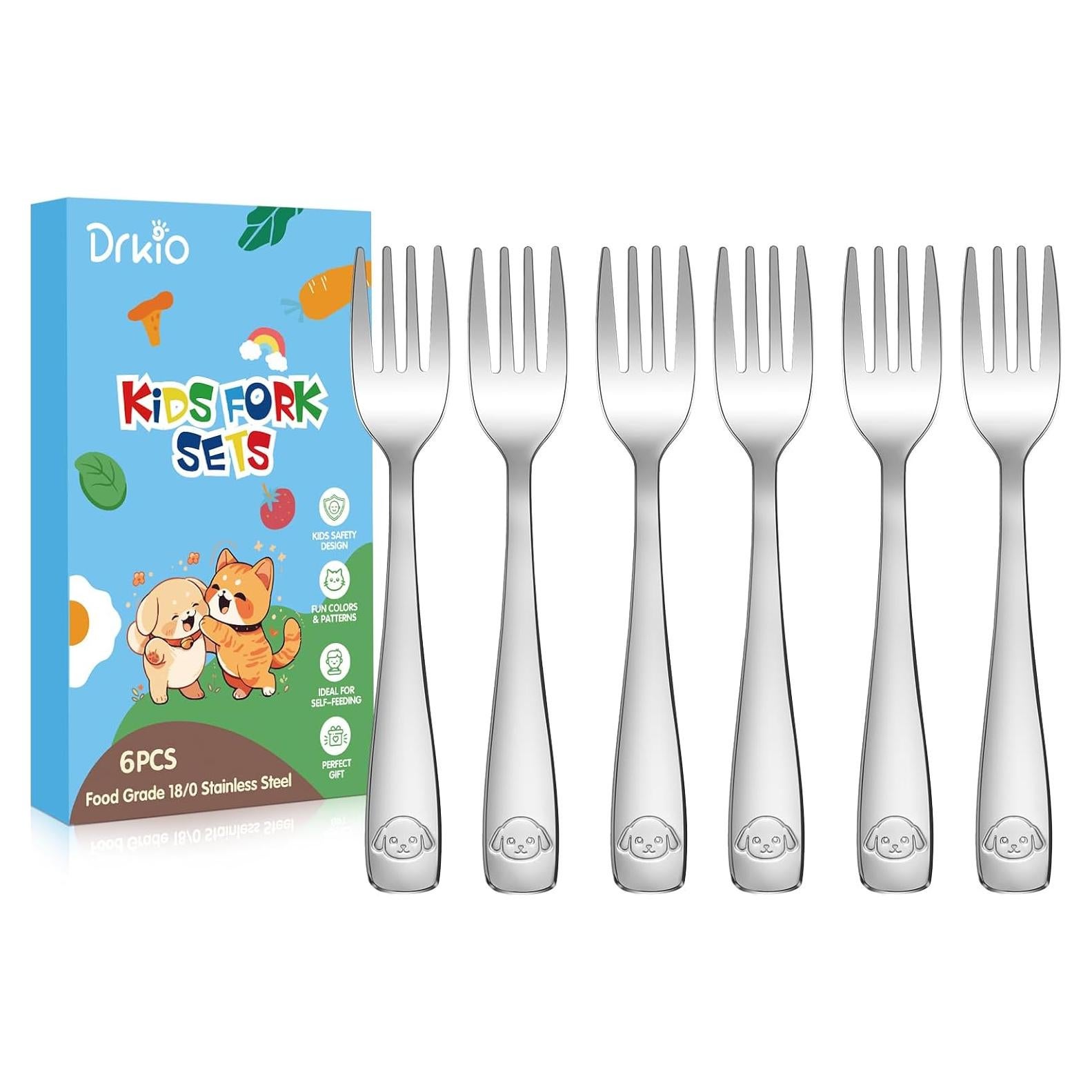 Juego de 6 Tenedores para Niños DRKIO de Acero Inoxidable