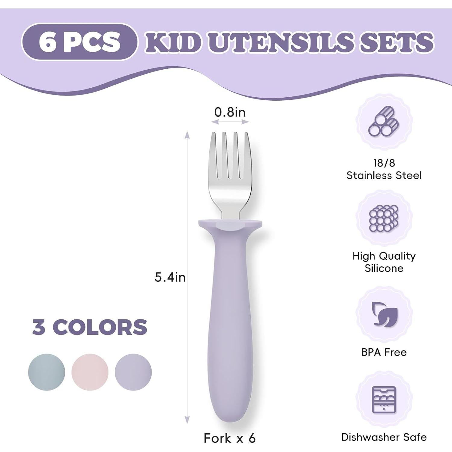 Juego de 6 Tenedores para Niños ITITT - Acero Inoxidable 18/8