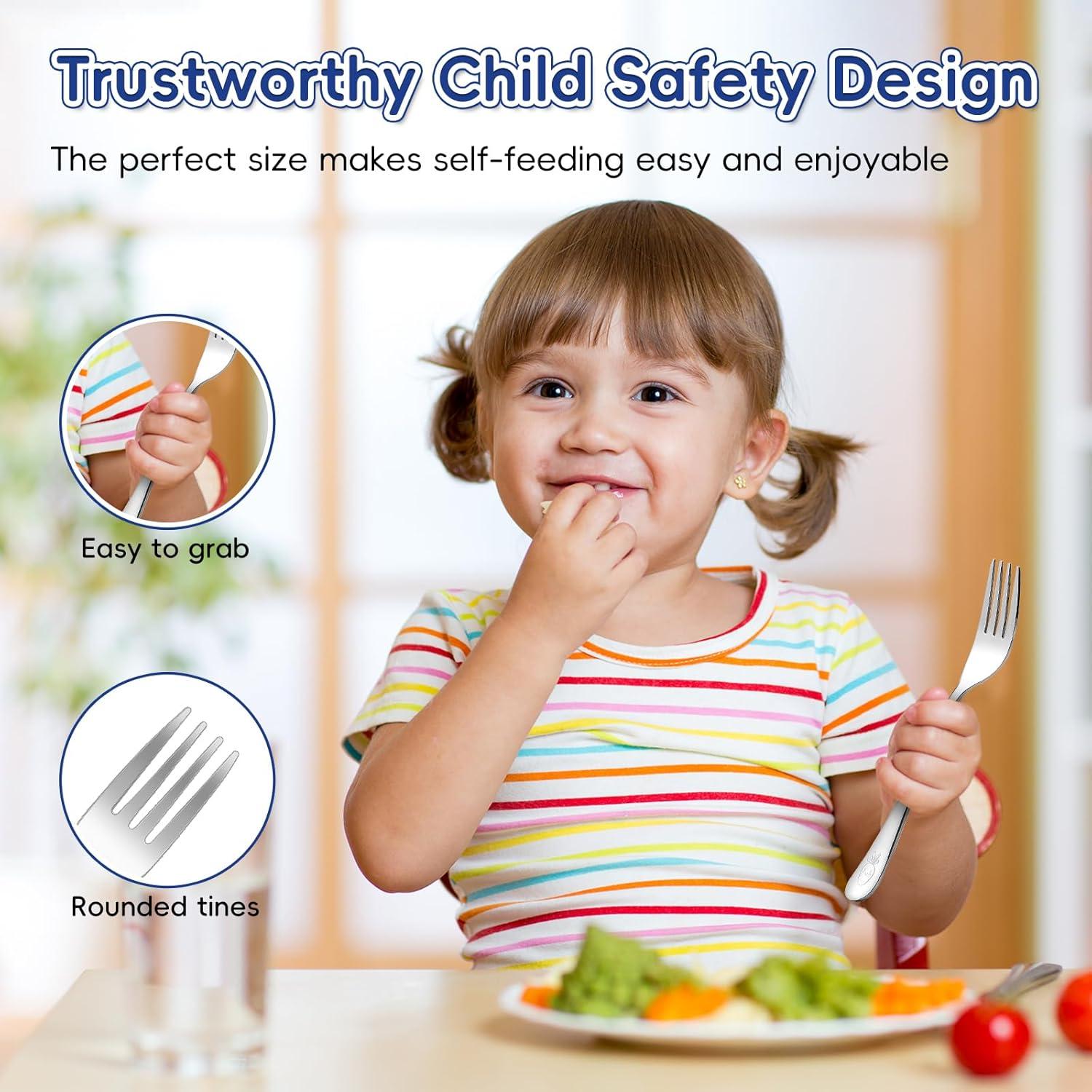 Juego de 12 Tenedores para Niños ITITT - Acero Inoxidable Seguro