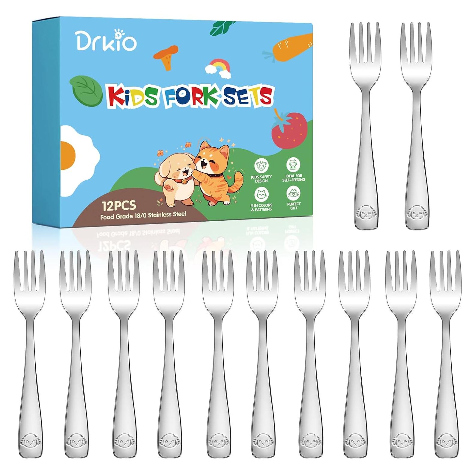 Juego de 12 Tenedores para Niños DRKIO de Acero Inoxidable