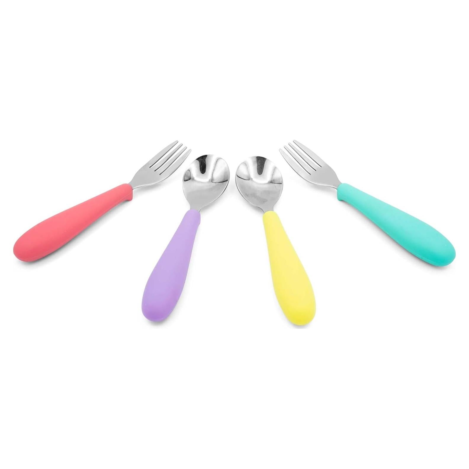 Juego de Cuchara y Tenedor 321 Grow - Utensilios Infantiles de Silicona