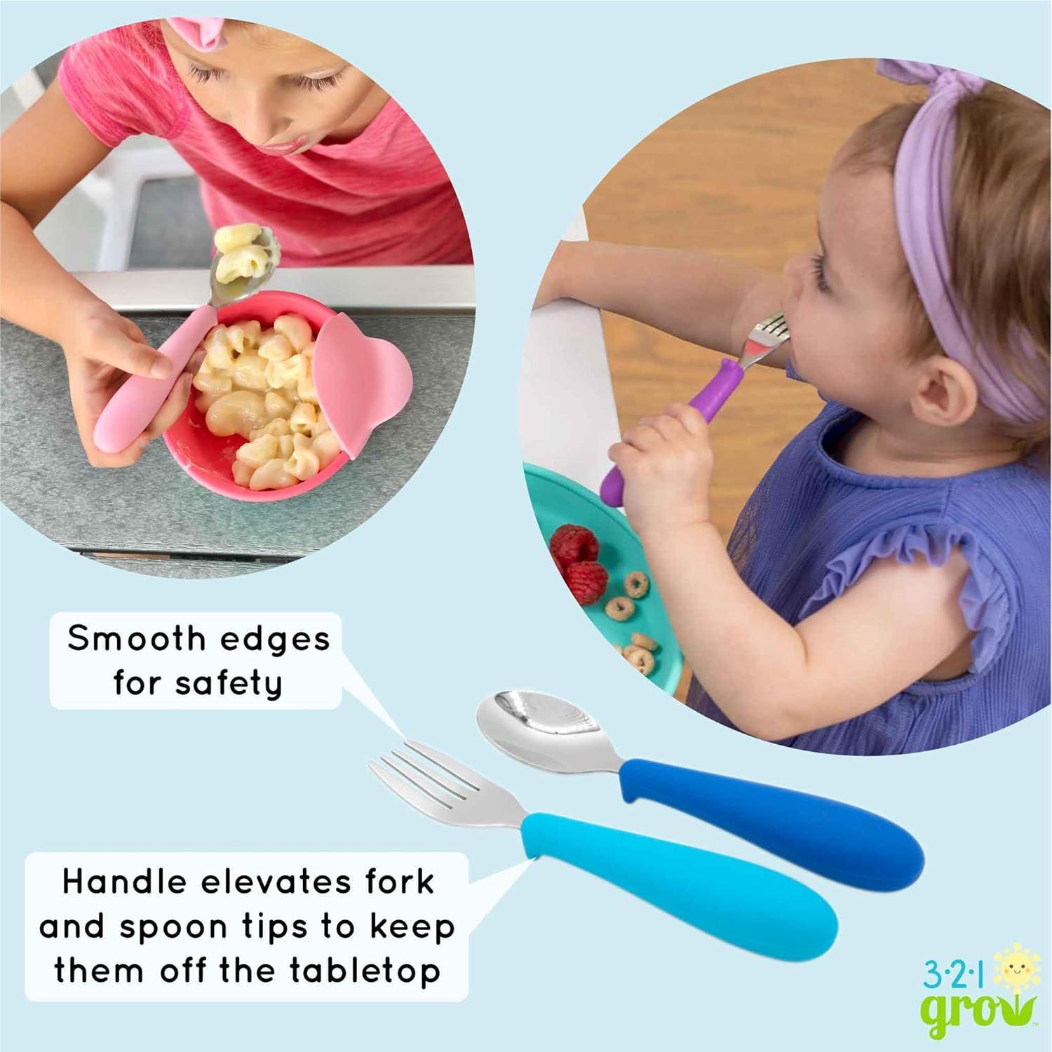 Juego de Cuchara y Tenedor 321 Grow - Utensilios Infantiles de Silicona