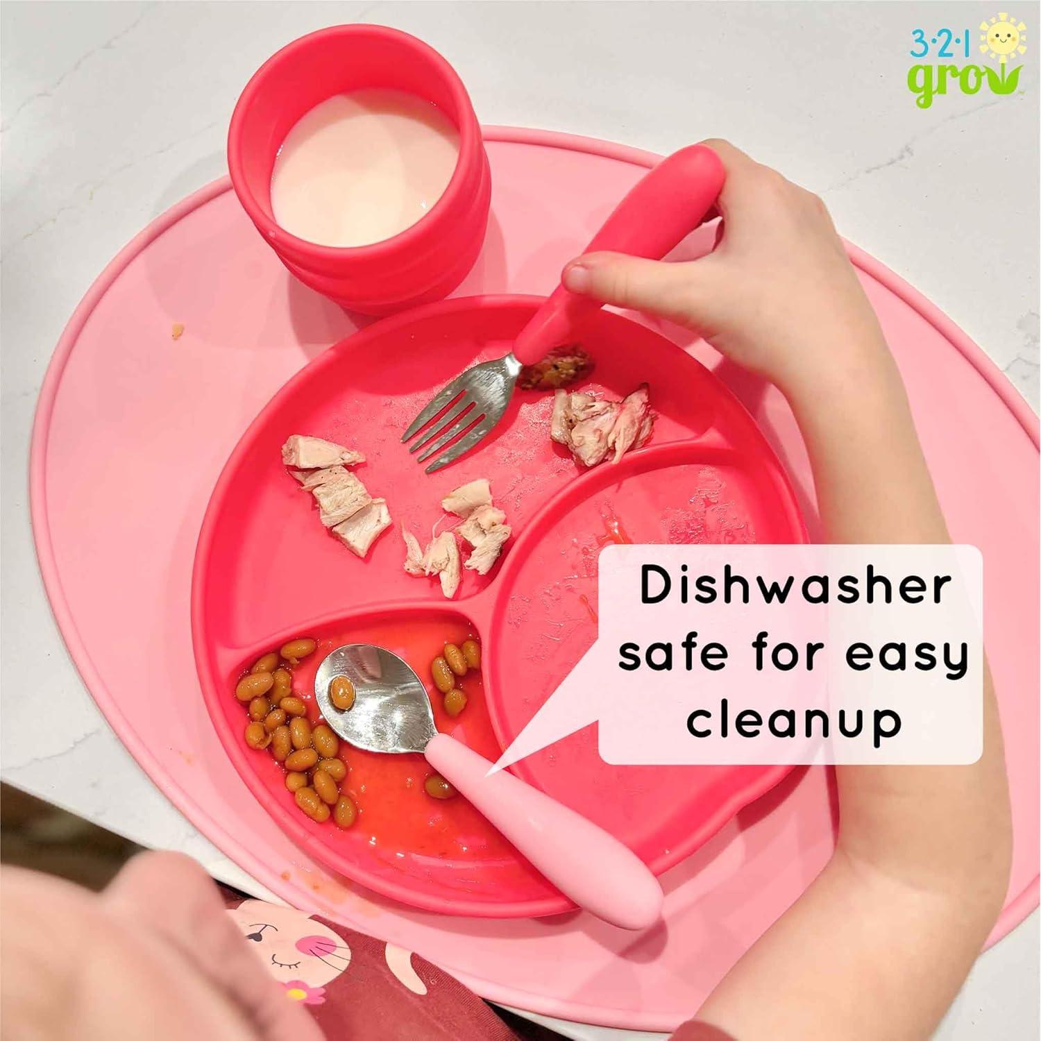 Juego de Cuchara y Tenedor 321 Grow - Utensilios Infantiles de Silicona