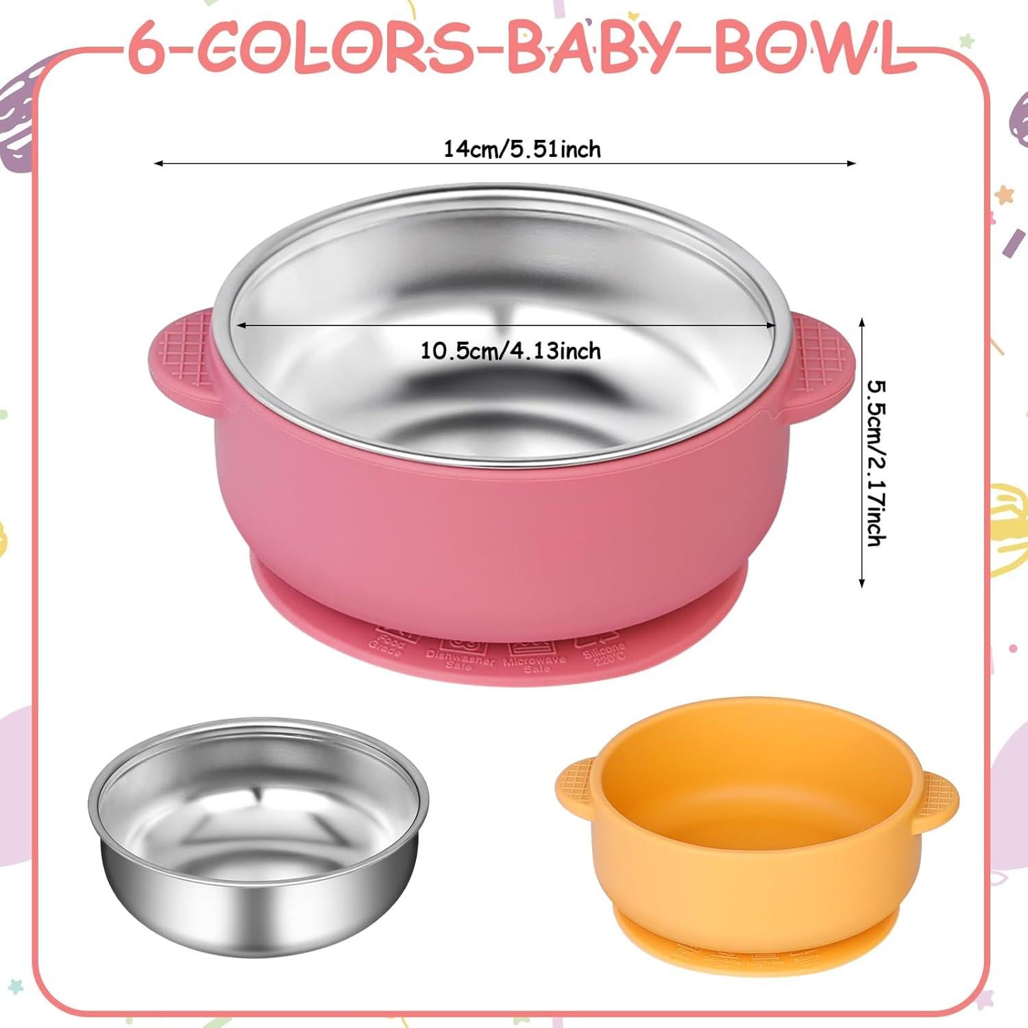 Paquete de 6 Tazones para Bebés Dualshine Acero Inoxidable 304