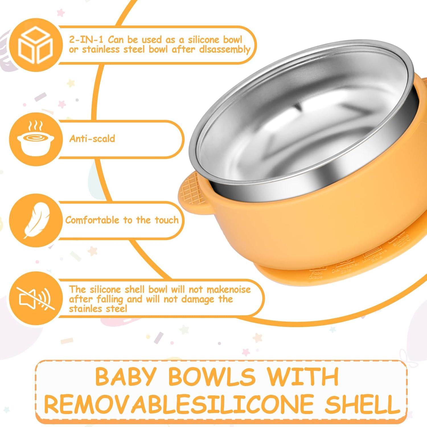 Paquete de 6 Tazones para Bebés Dualshine Acero Inoxidable 304