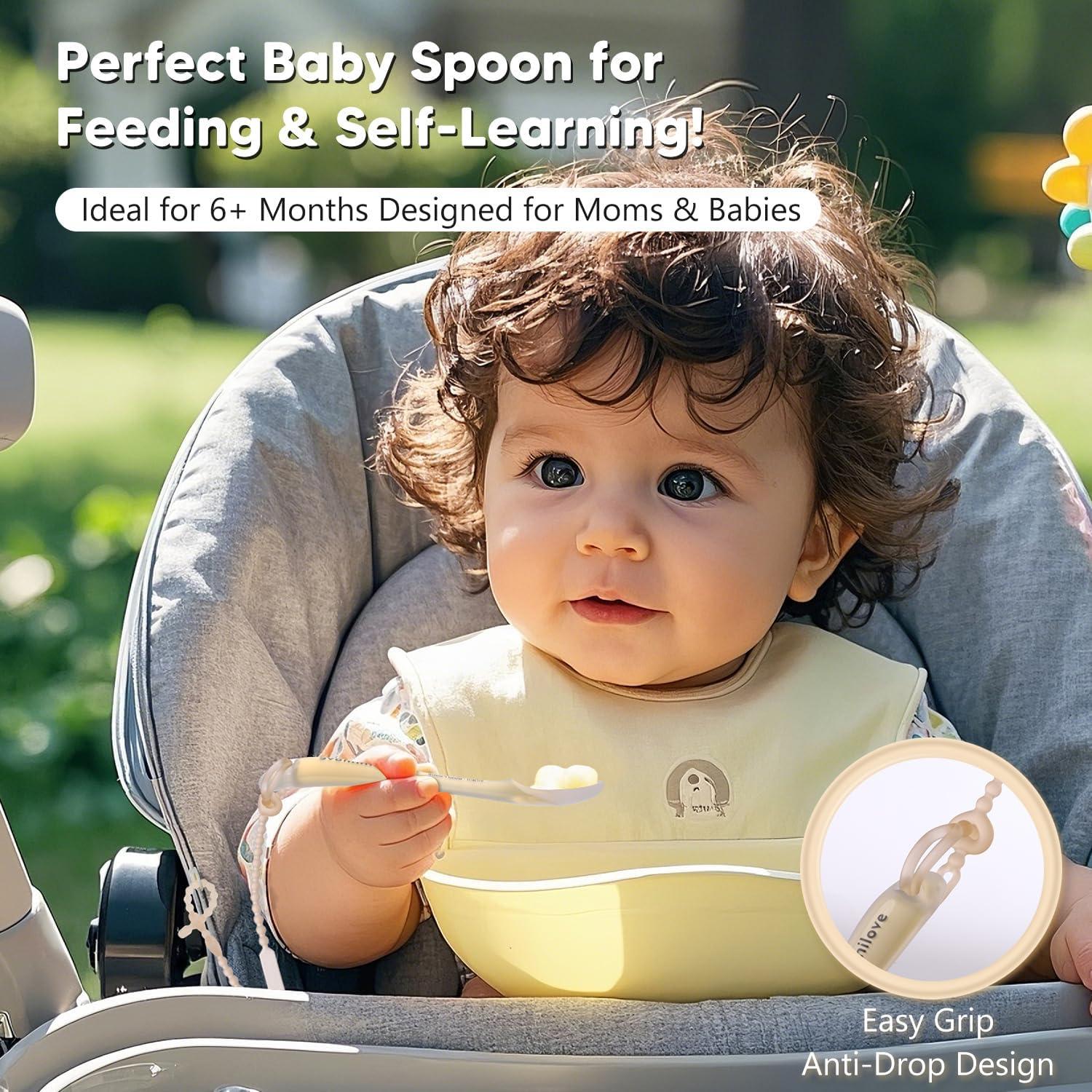 Cucharas de Silicona para Bebés Omnilove 6+ Meses - Set de 2