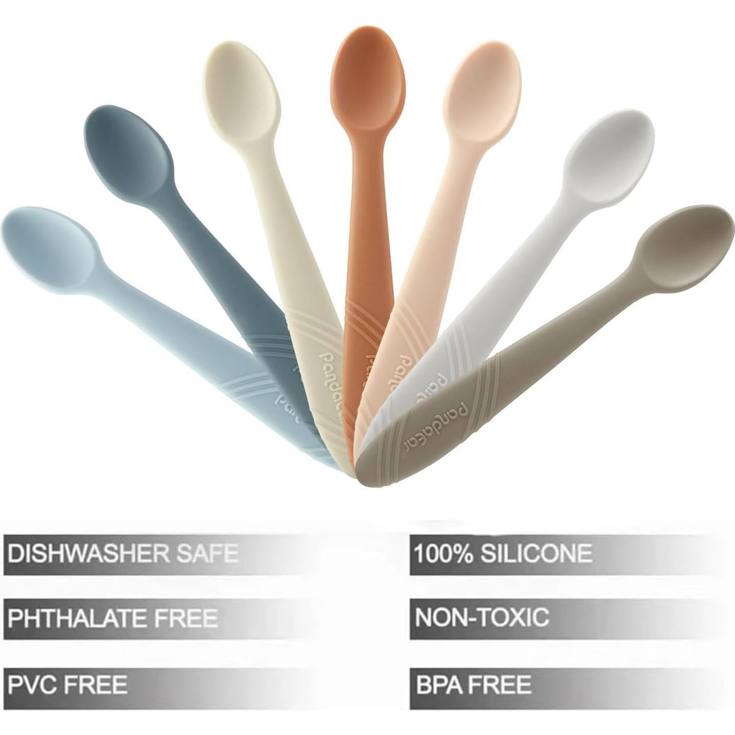 Cucharas de Silicona para Bebés PandaEar - Pack de 7 Utensilios
