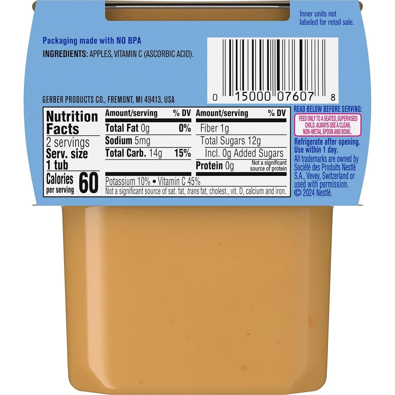 Gerber Comida para Bebés 2da Etapa Puré de Manzana 113g 2-Pack