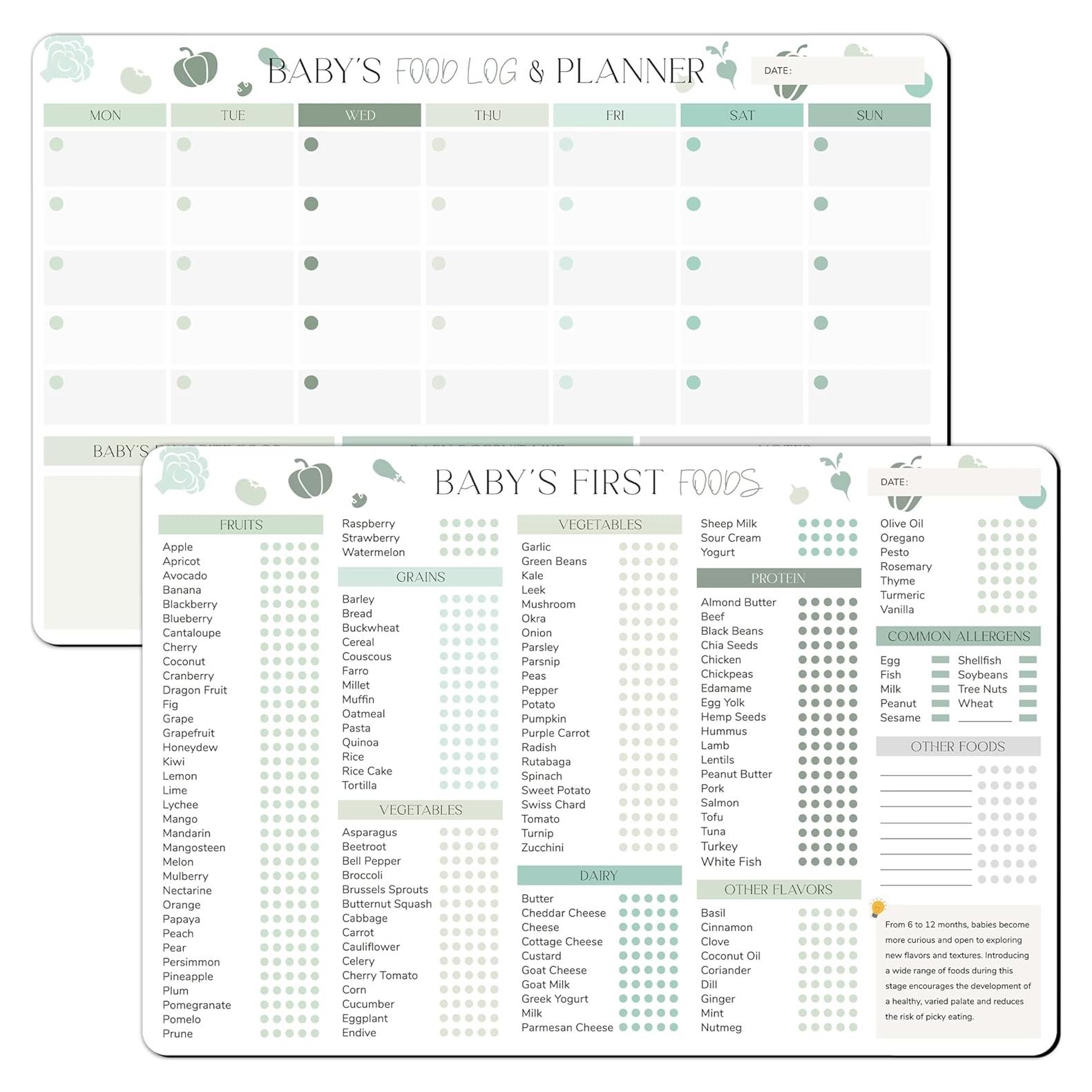 Planificador de Comidas para Bebés BIROYAL 30.48x20.32cm